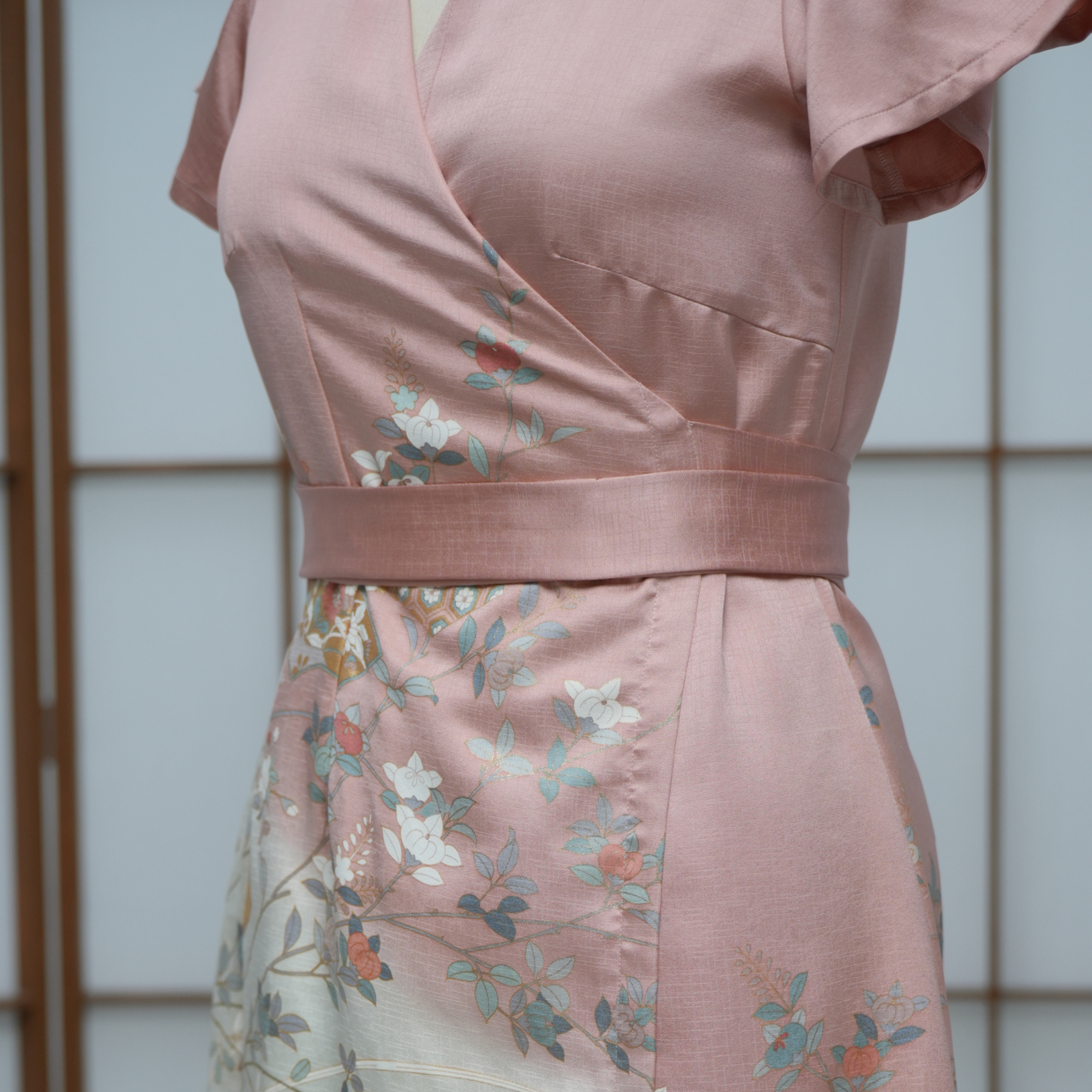Premium On-hand: Pink Wrap Dress with Sleeves | SWD6812 | 2B