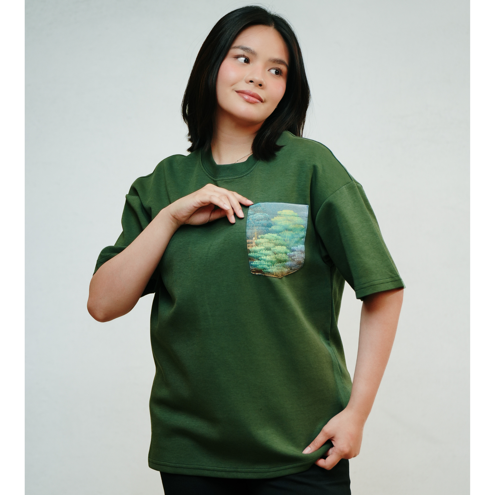 Premium On-hand: Green Men’s patchwork shirt | S | TS7275A