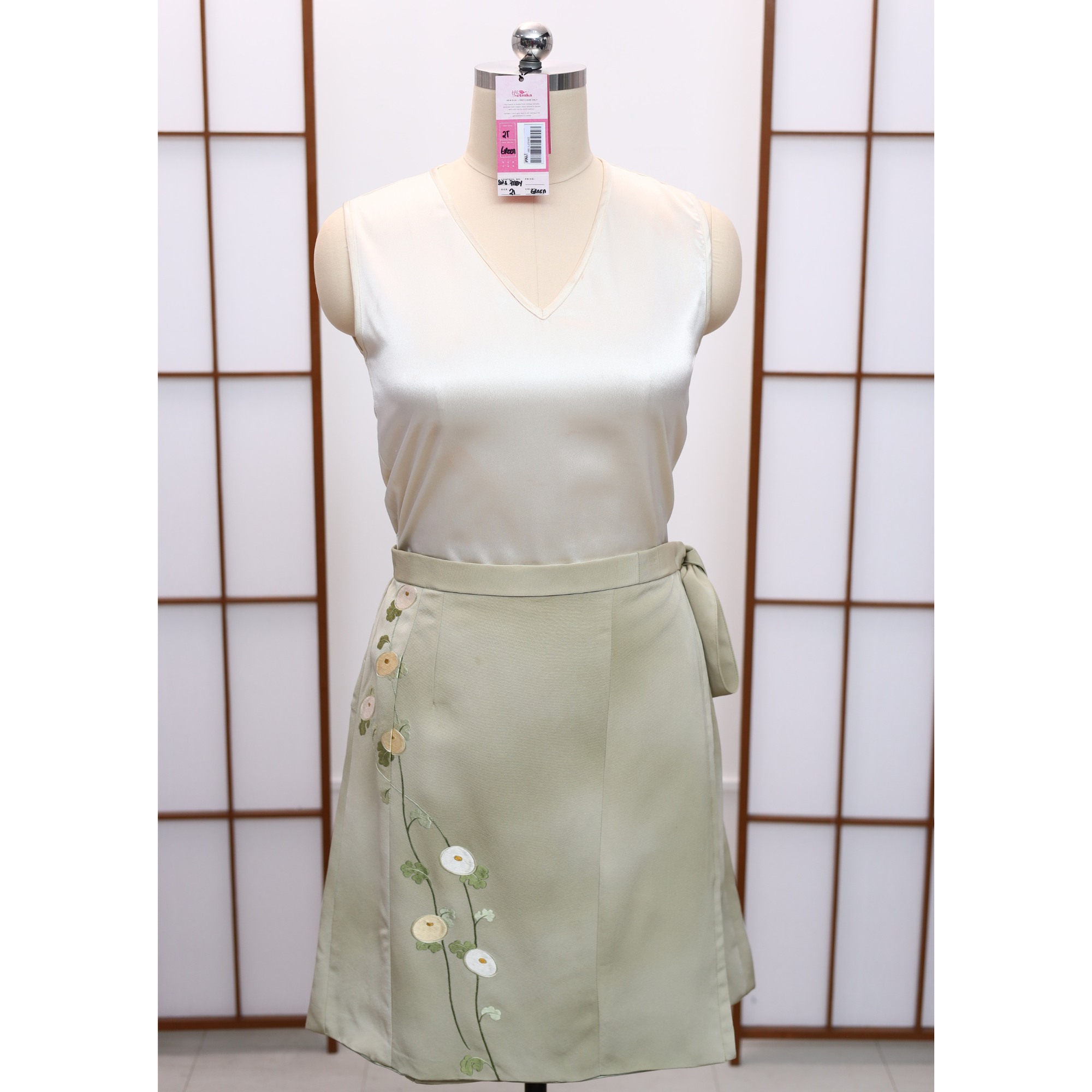 On-hand: Green Summer Wrap Skirt  | SWS7118Y | 2T