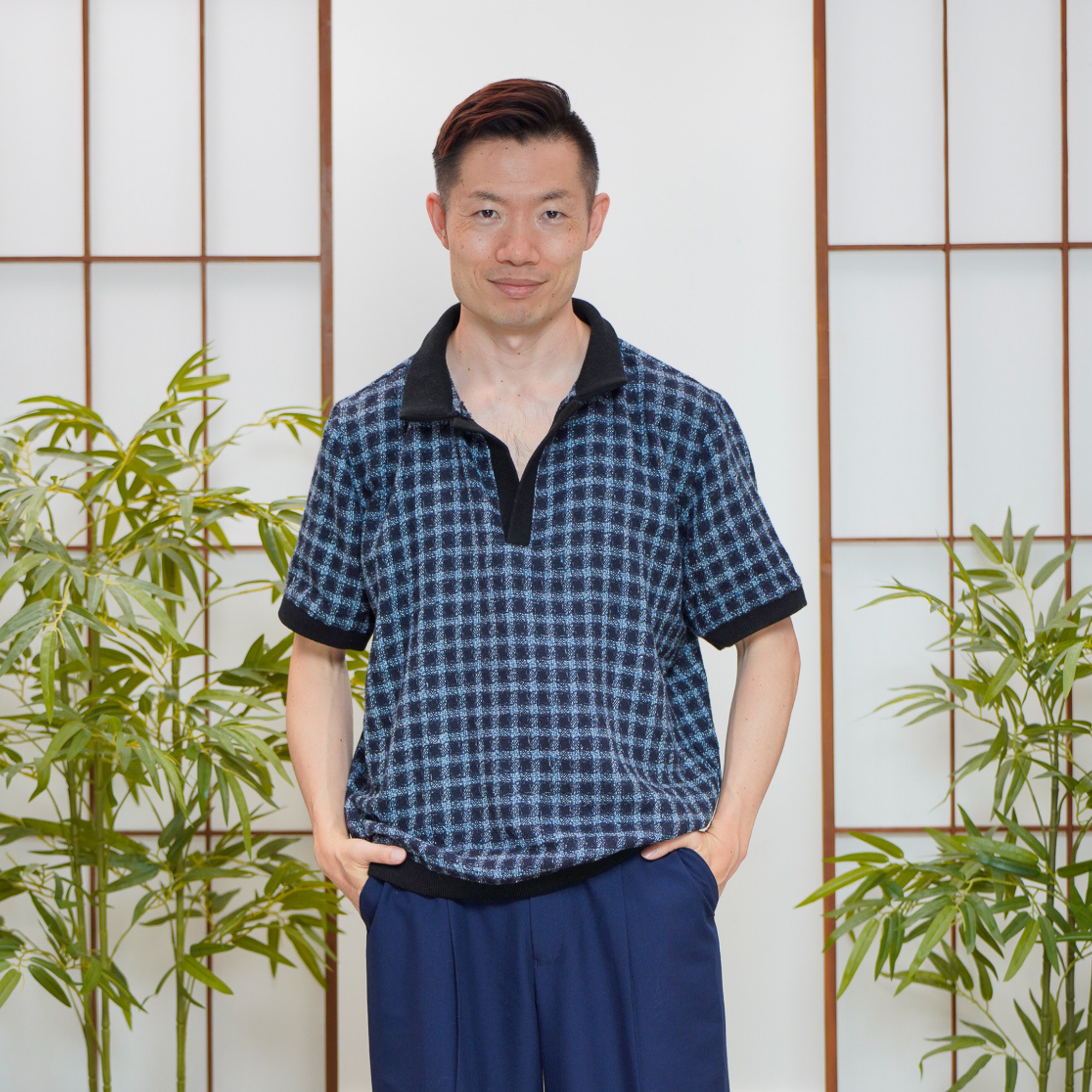 On-hand item: Tweed Relaxed Polo | Checkered Blue