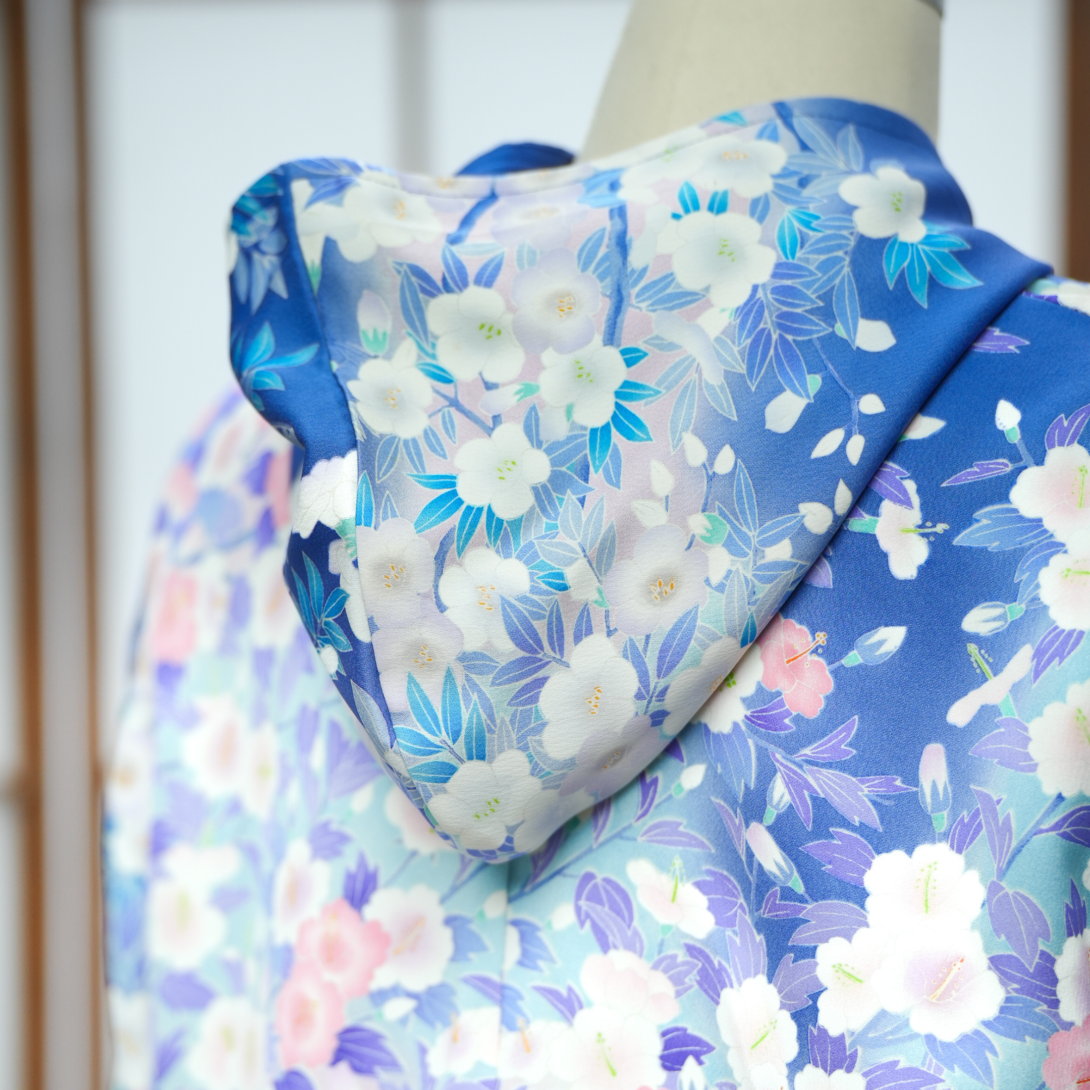 Premium On-hand: Blue flower Bomber Jacket with Hoodie | XLB | BJH7299Ml