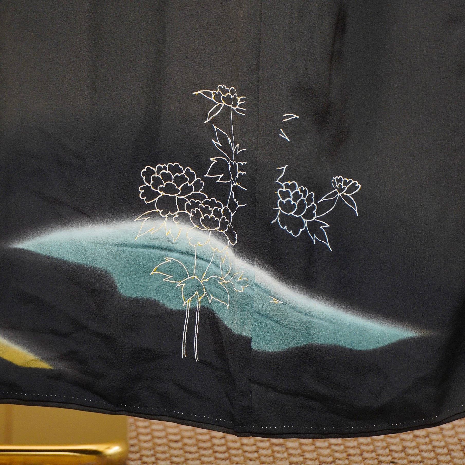 Thank You Fabric: Teal and Gold Wave (0717_19)