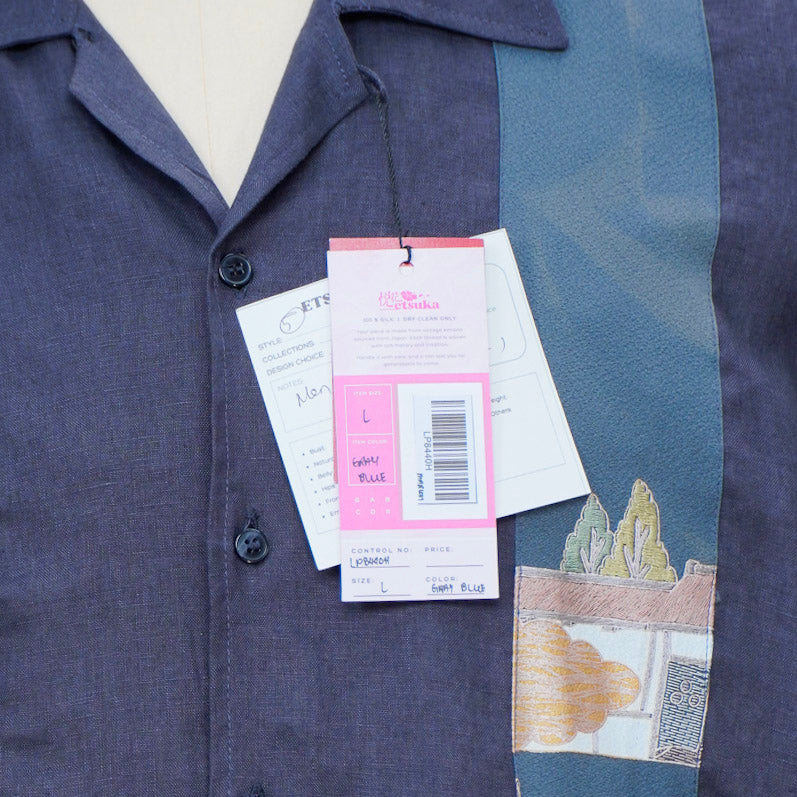Premium On-hand: Blue Men's Linen Polo | Large | LP8440H