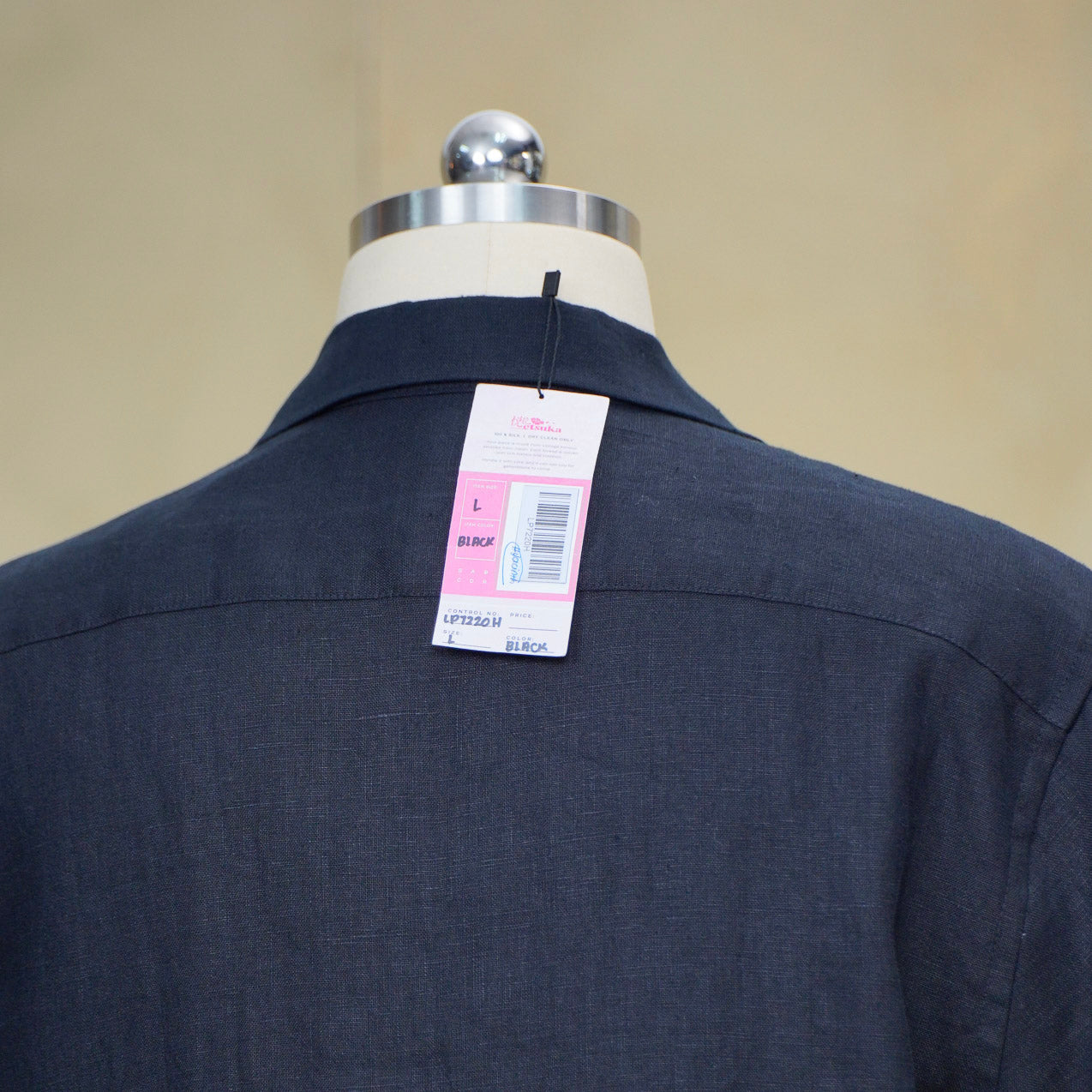Premium On-hand: Black Men's Linen Polo | Large | LP7220H