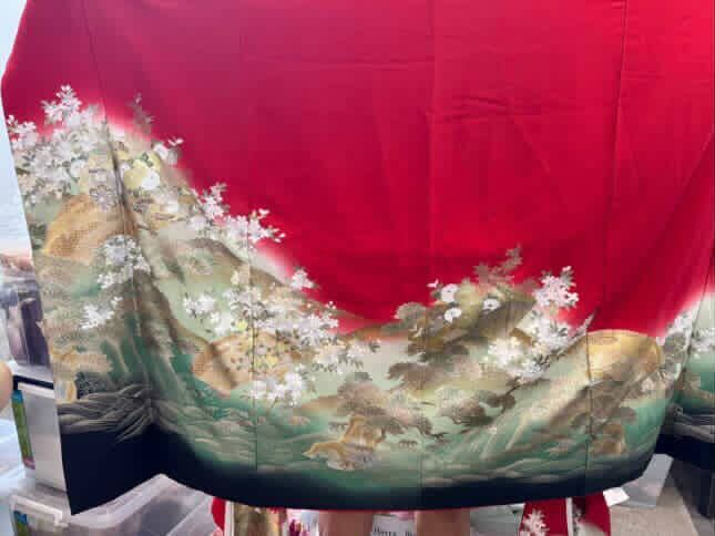 Aug HoiAn: Aug16-02 Red Furisode | Sleeveless top and maxi skirt coordinator