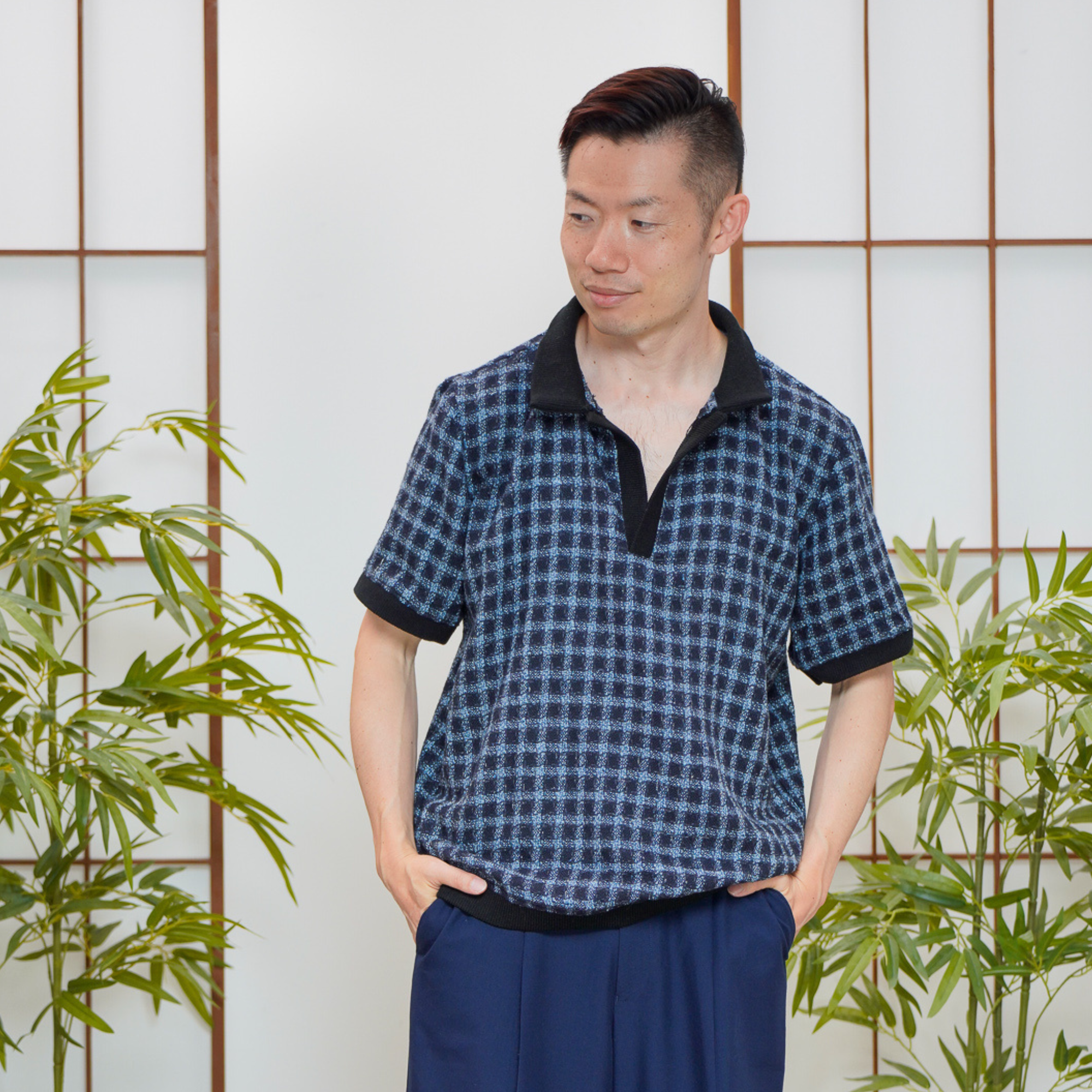 On-hand item: Tweed Relaxed Polo | Checkered Blue