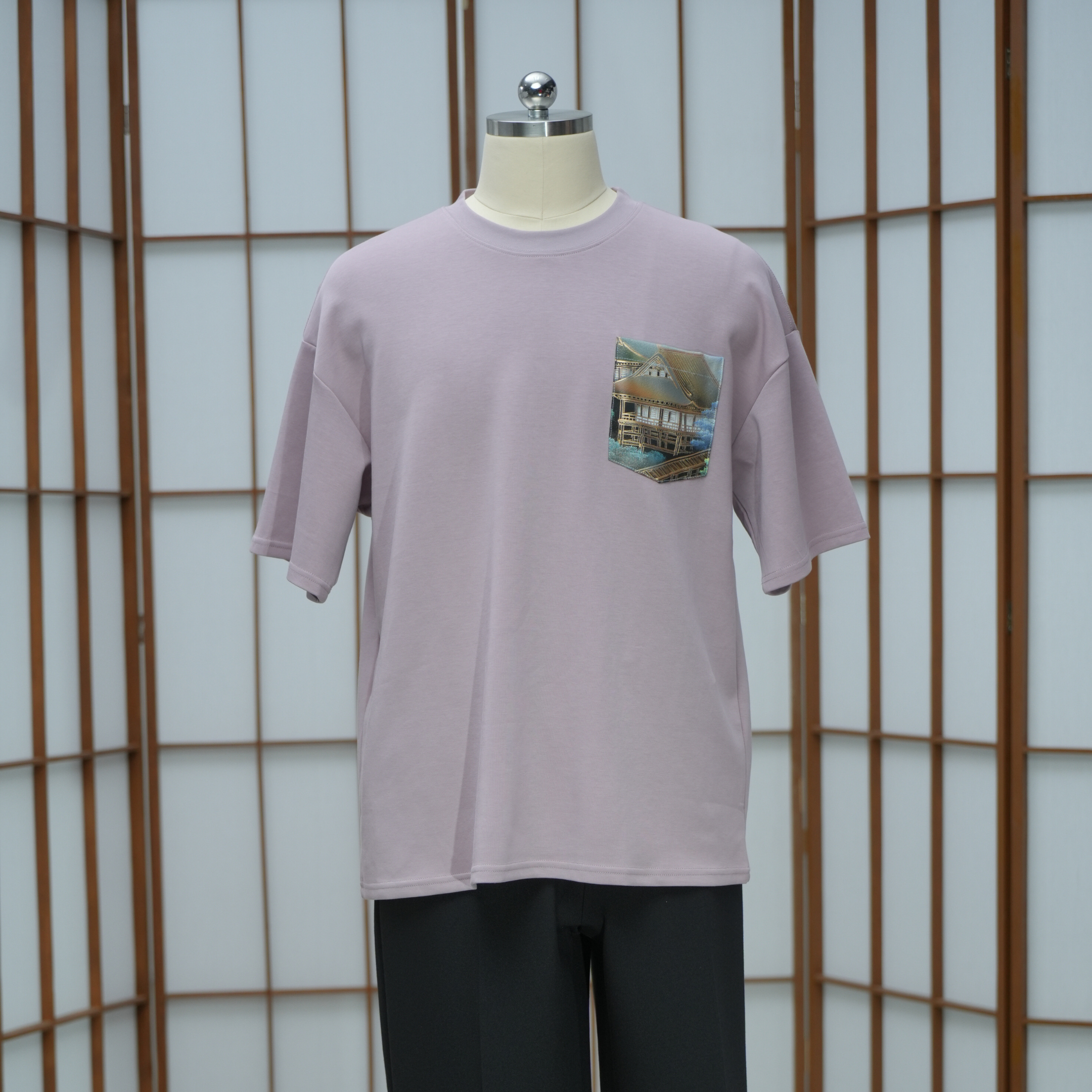 Premium On-hand: Lavender Men’s patchwork shirt | XL | TS7270