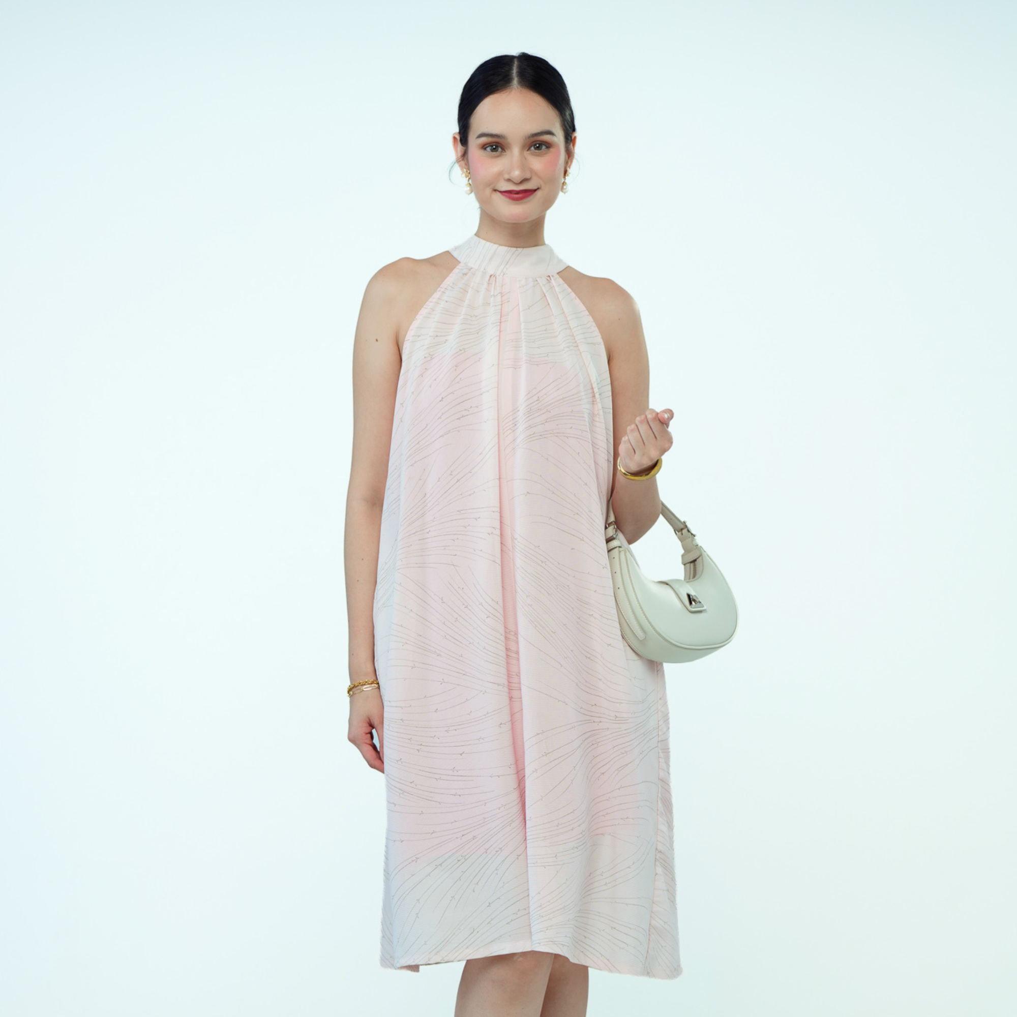 Premium On-hand: Light Pink Seethrough Halter Dress | HD6635