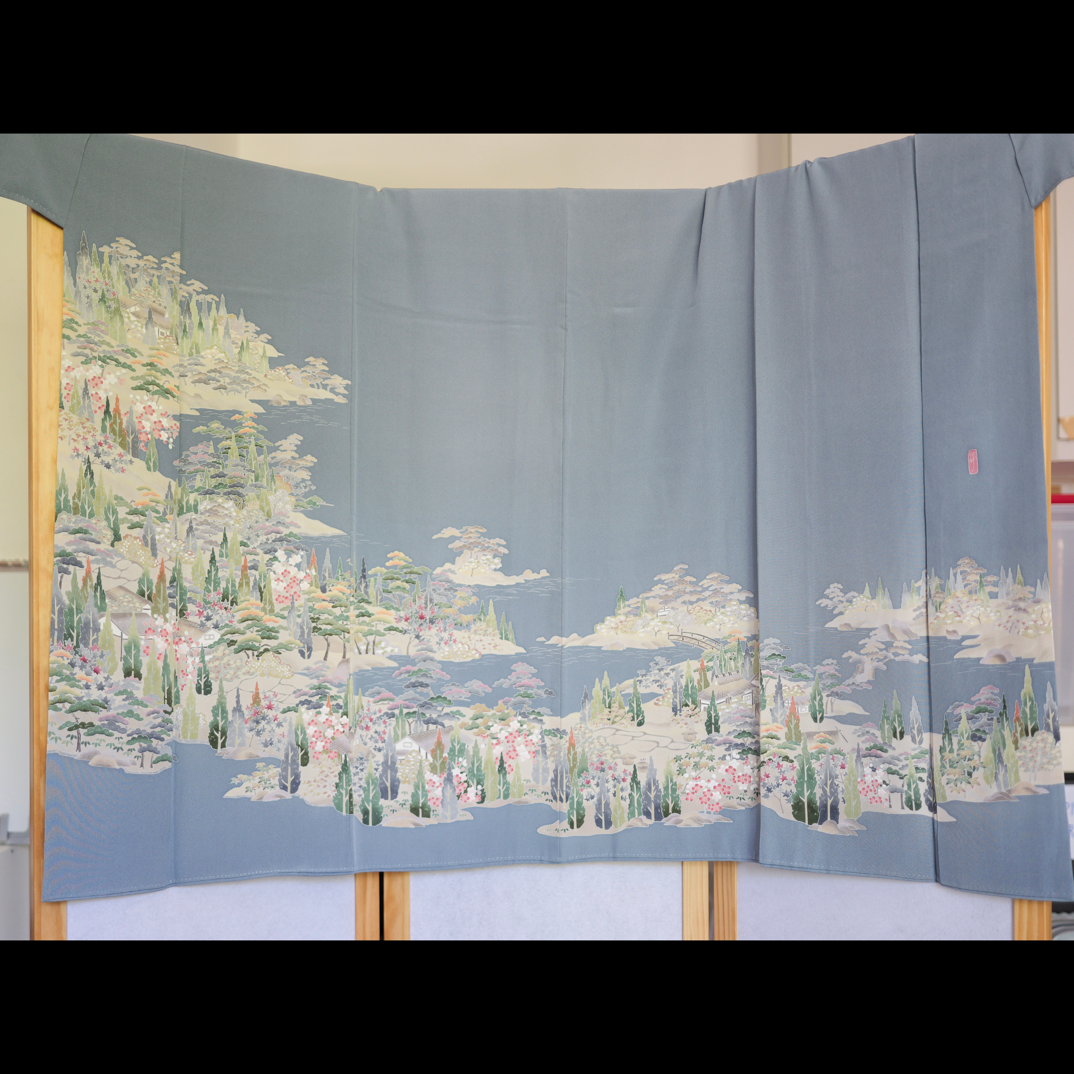 Sakura Collection Fabric: AP9-01 Teal Islands with Sakura
