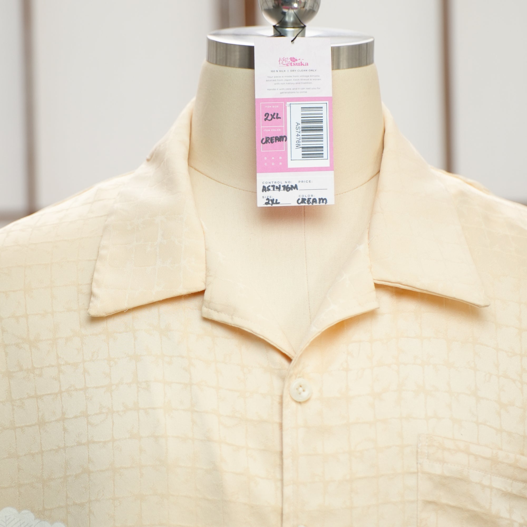 On-hand: Cream Aloha shirt | 2XL | AS7476M