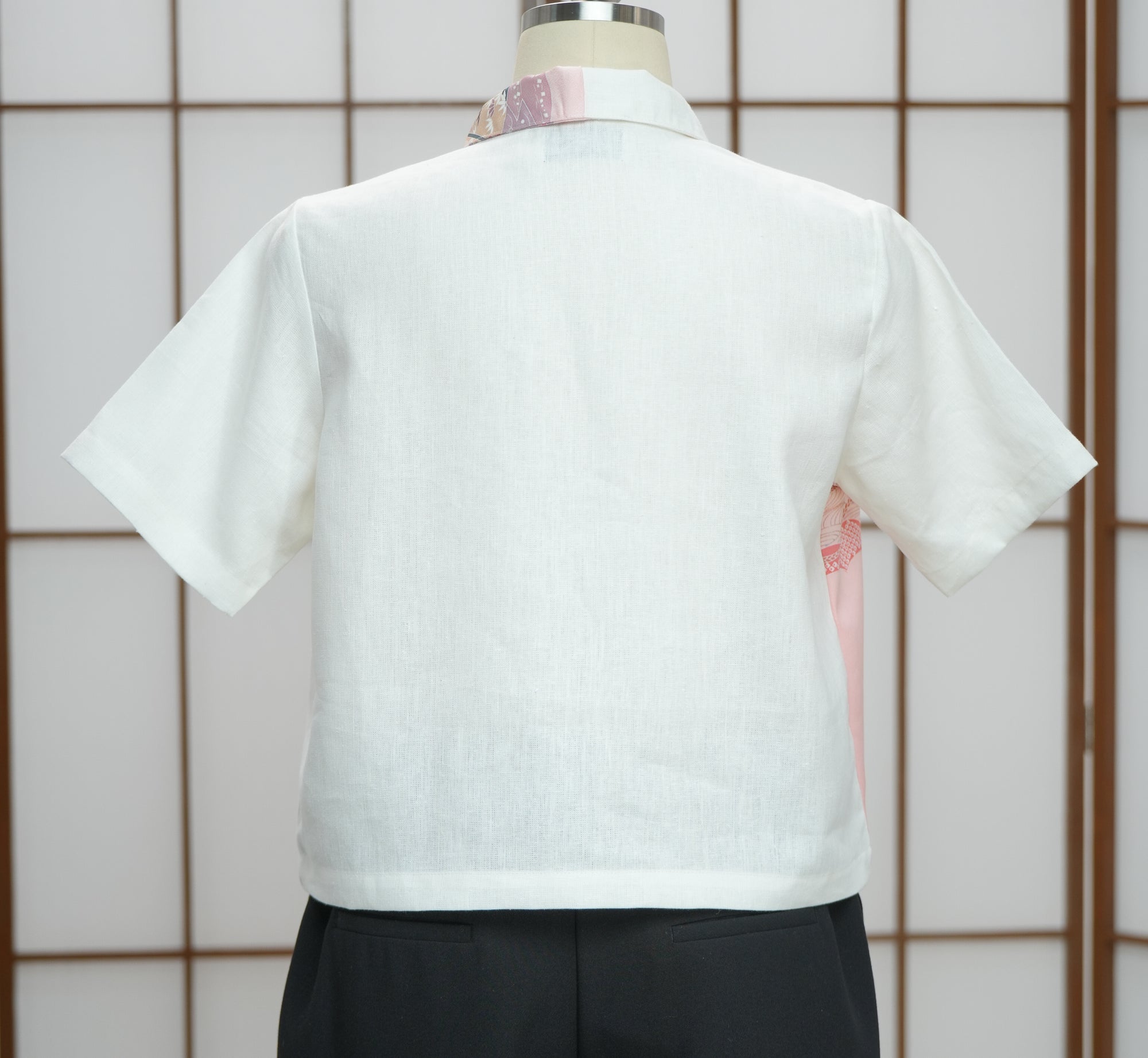 On-hand: Linen Cropped Polo | HPP7481A | Pink (L)