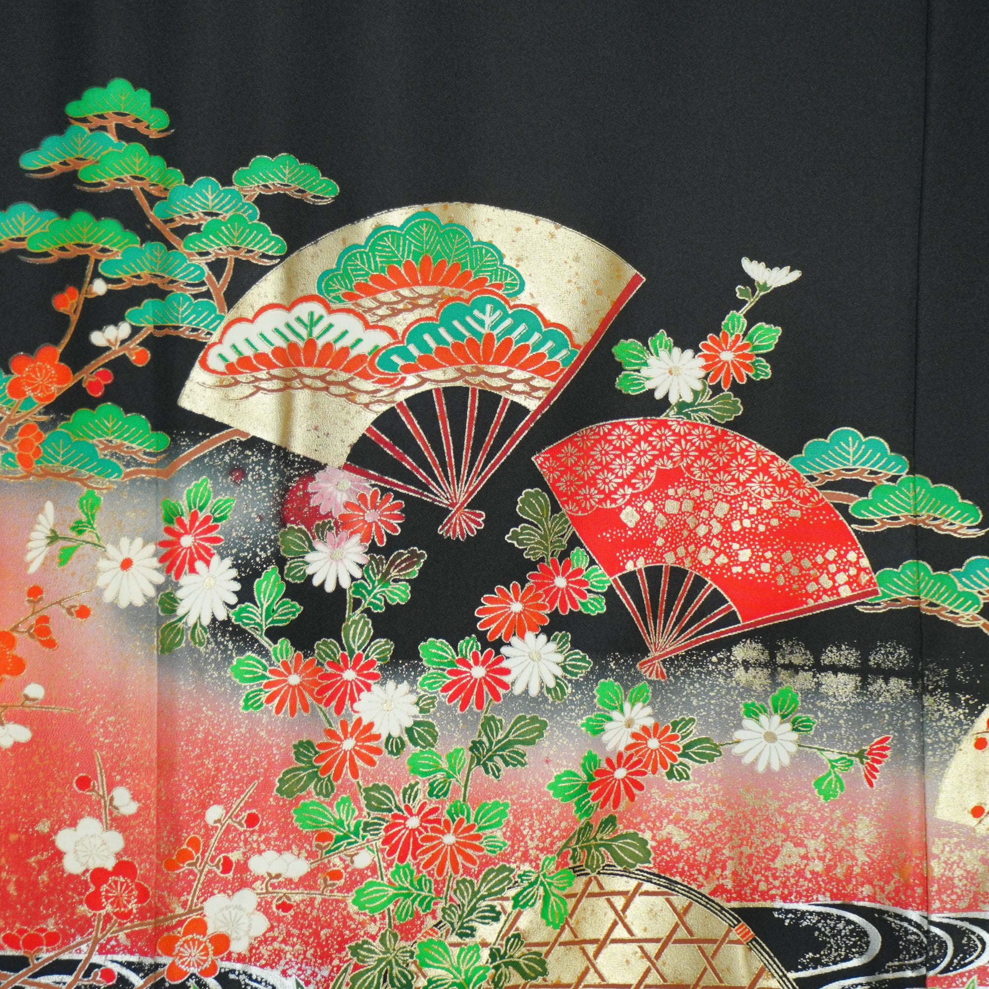 Chiku Fabric: 0327-23 Black red nature
