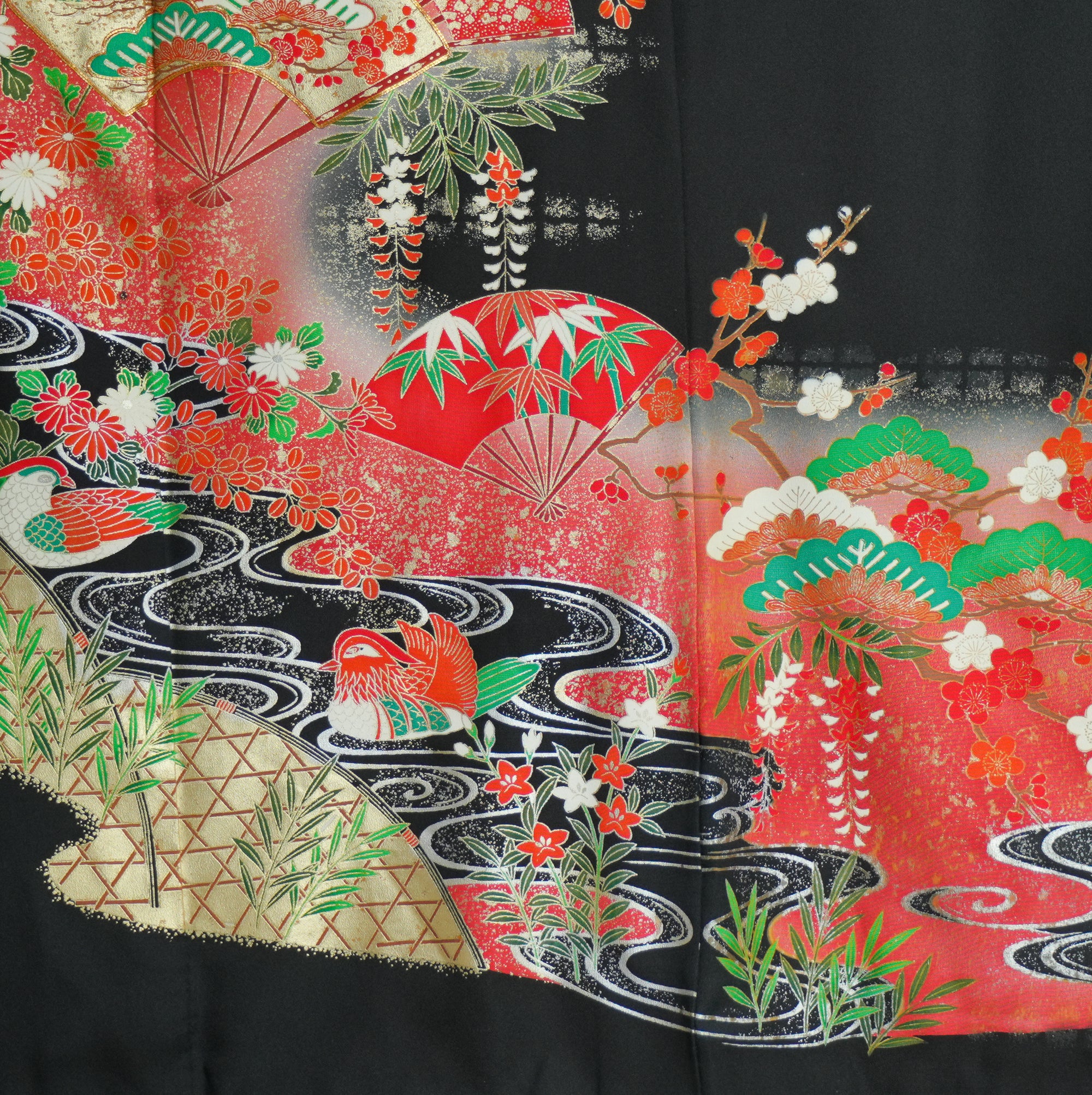 Chiku Fabric: 0327-23 Black red nature