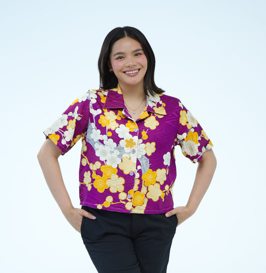 On-hand: Women's Aloha Shirt | WAS7478A | Lavender (L)