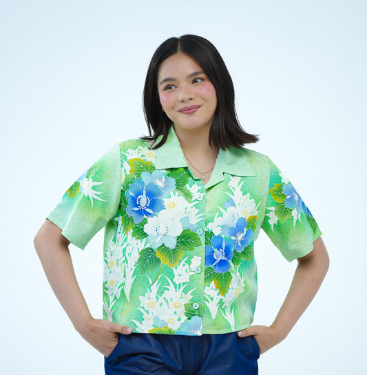 On-hand: Women's Aloha Shirt | WAS7479 | Green (L)