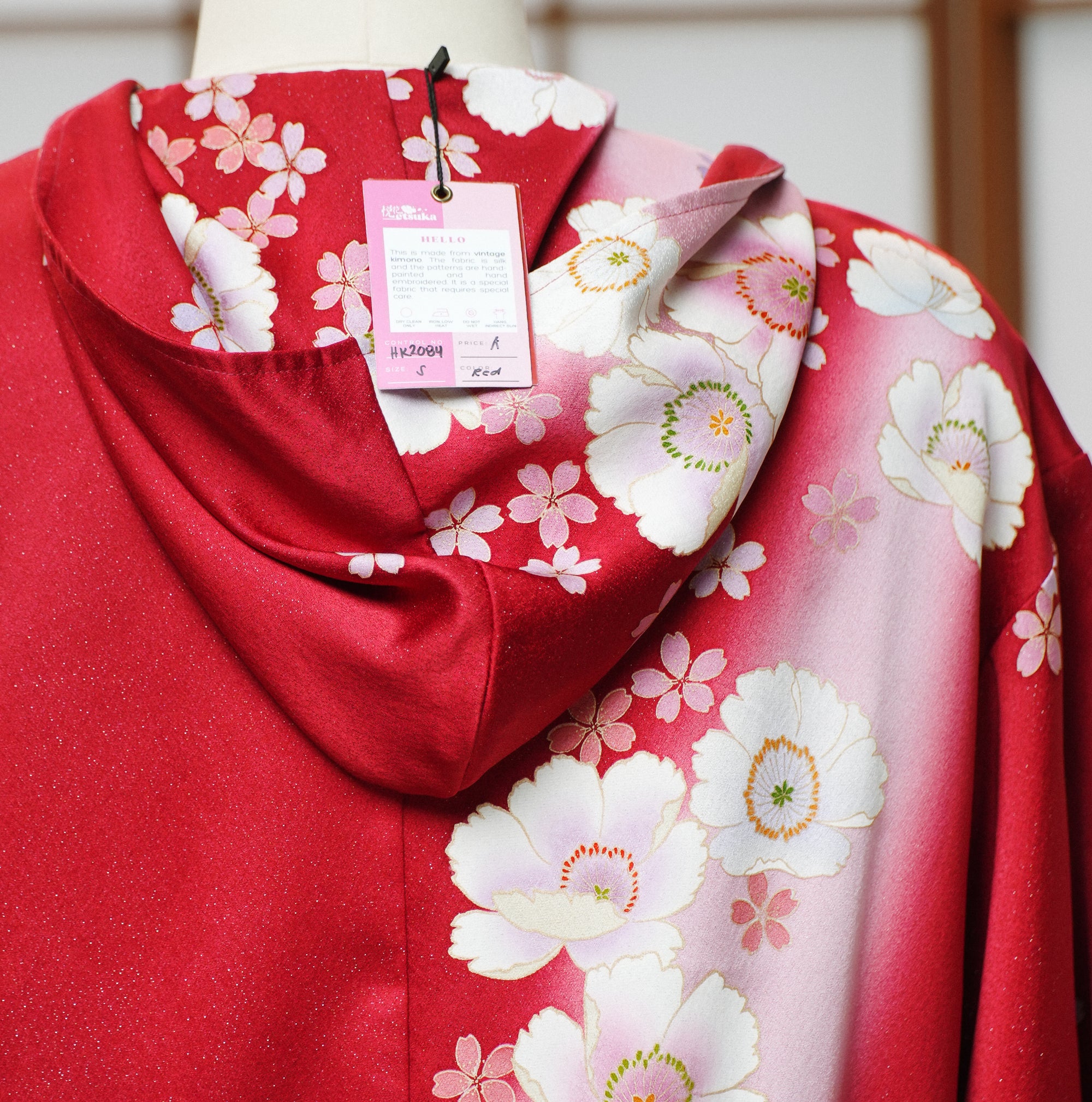 Premium On-hand item: Red florals Kodomo Hoodie  | HK2084