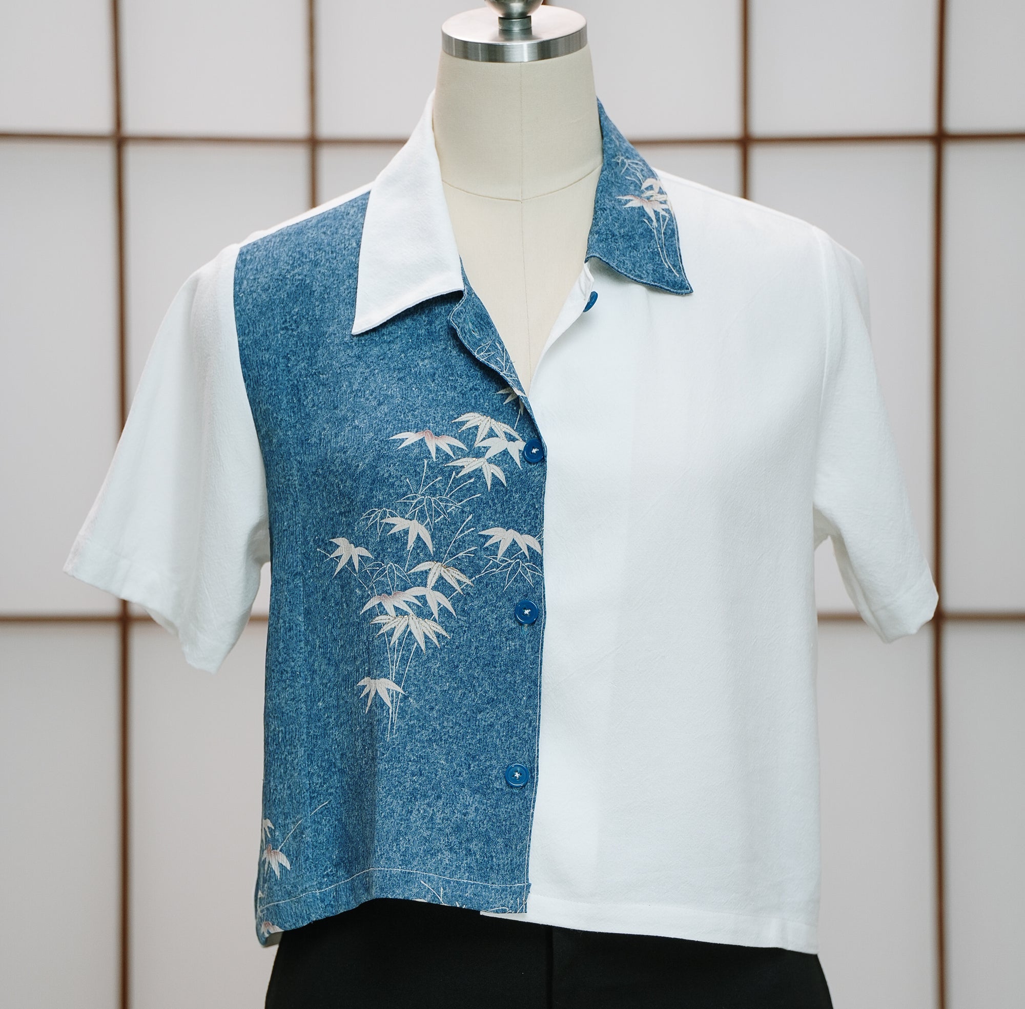 On-hand: Linen Cropped Polo | LCP7534A | Blue (L)