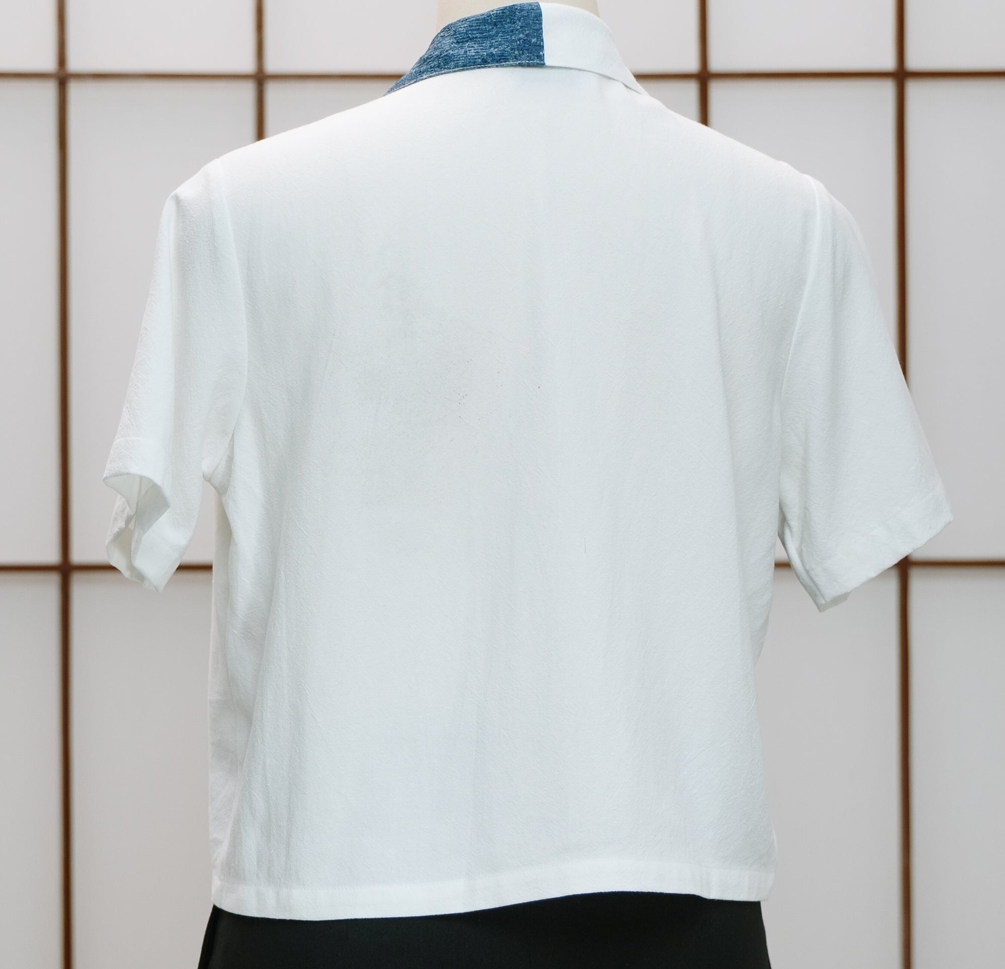 On-hand: Linen Cropped Polo | LCP7534A | Blue (L)