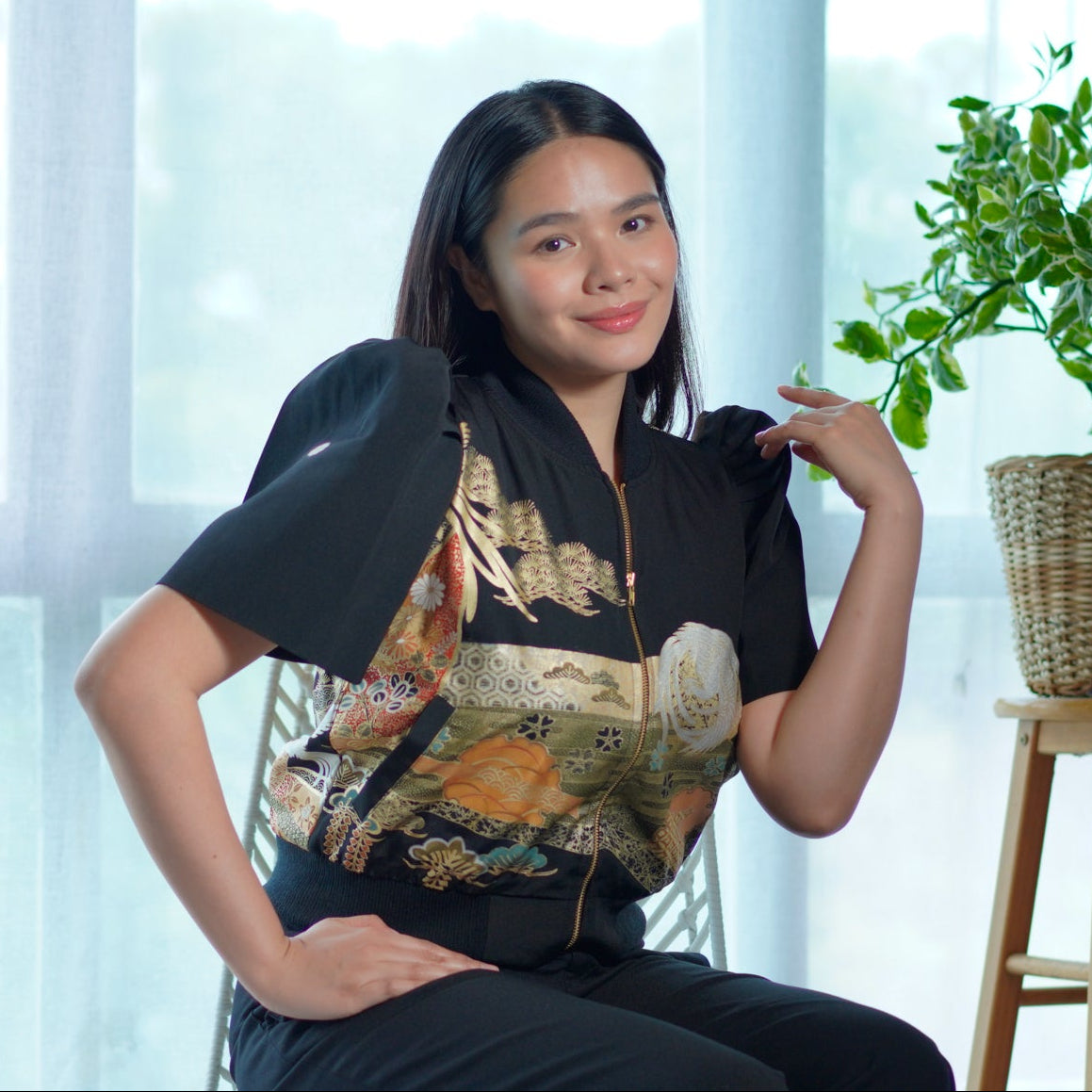 On-hand item: Filipiniana Bomber Jacket | Black | FBJ8360M | Medium (SO M)