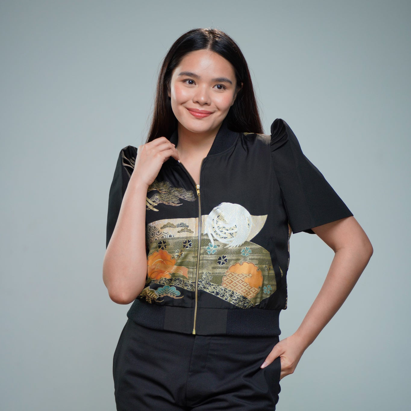 On-hand item: Filipiniana Bomber Jacket | Black | FBJ8360M | Medium (SO M)