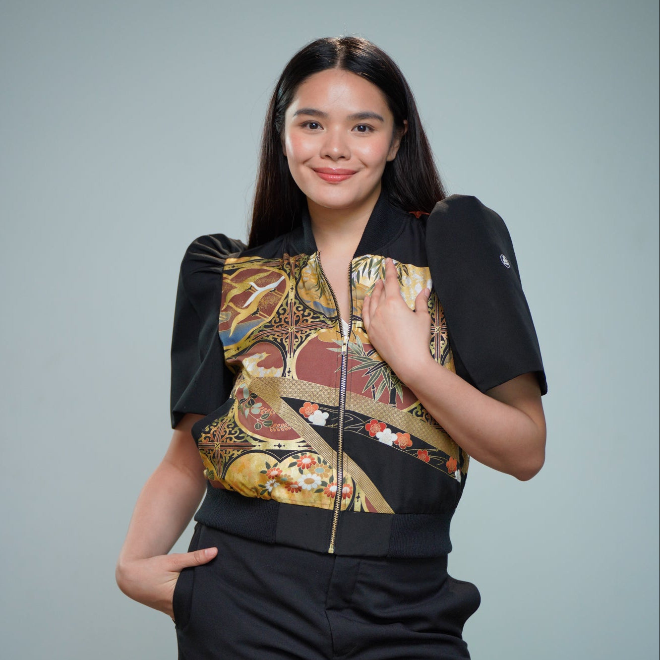On-hand item: Filipiniana Bomber Jacket | Black | FBJ8359M | Large (SO M)