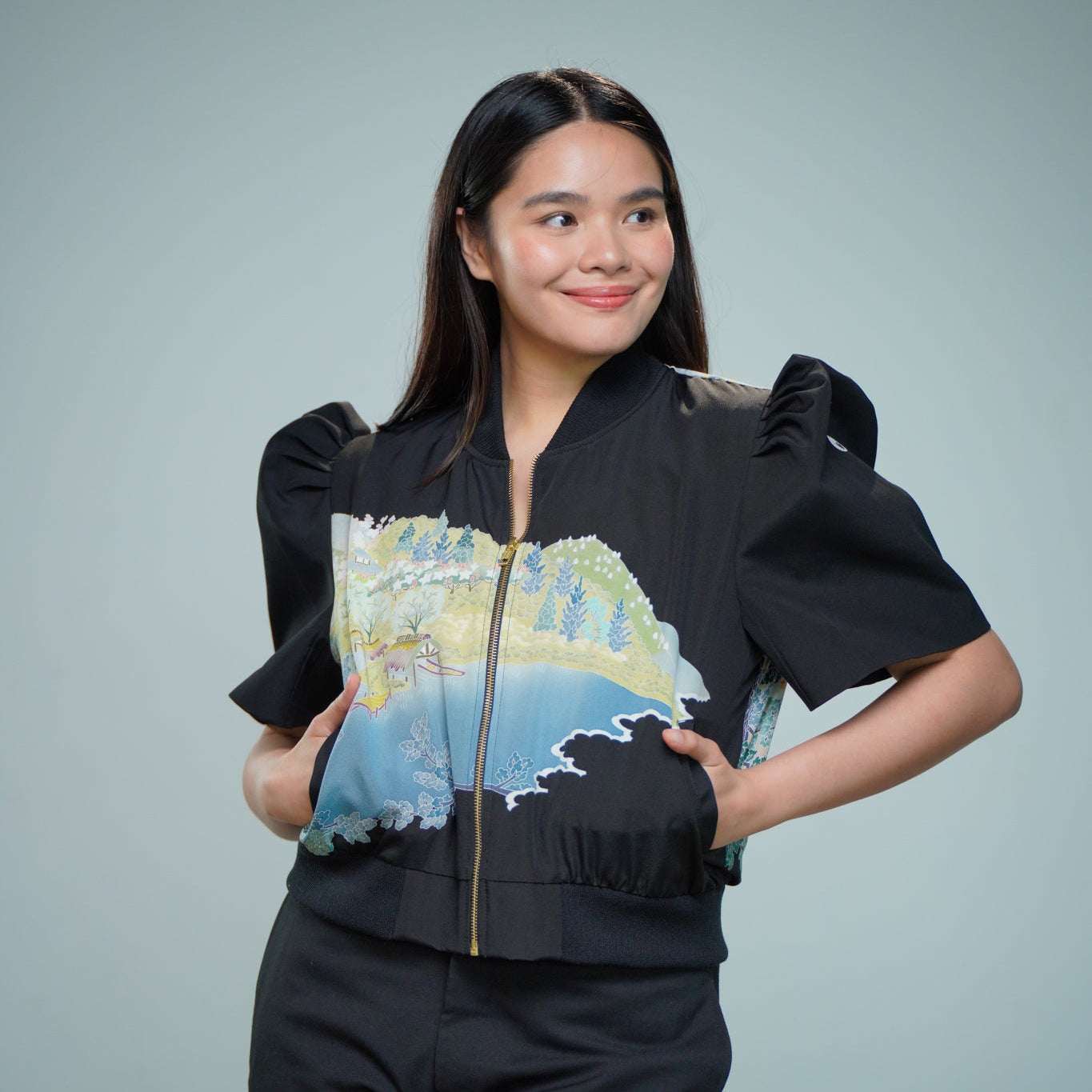 On-hand item: Filipiniana Bomber Jacket | Black | FBJ8361M | XL (SO M)