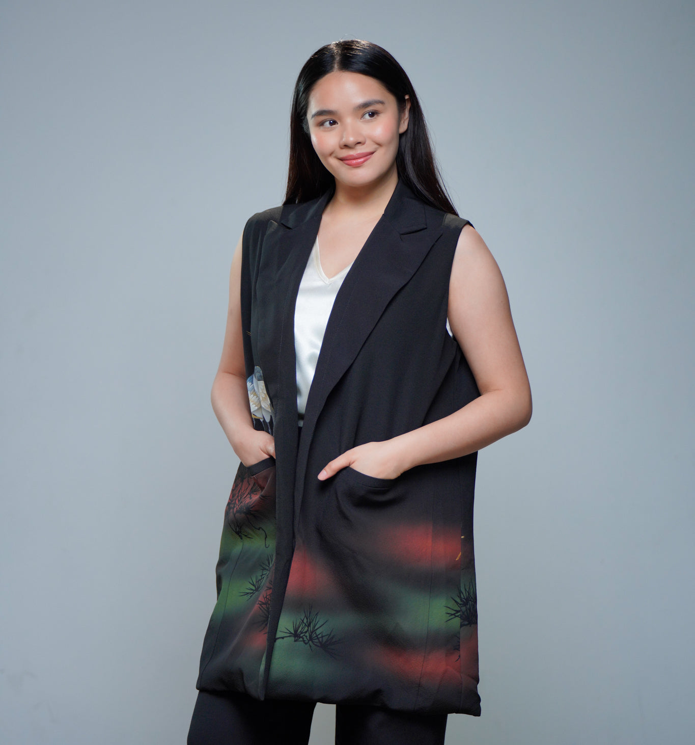 Premium On-hand: Black No sleeves suit jacket | XL | NSSJ7058M