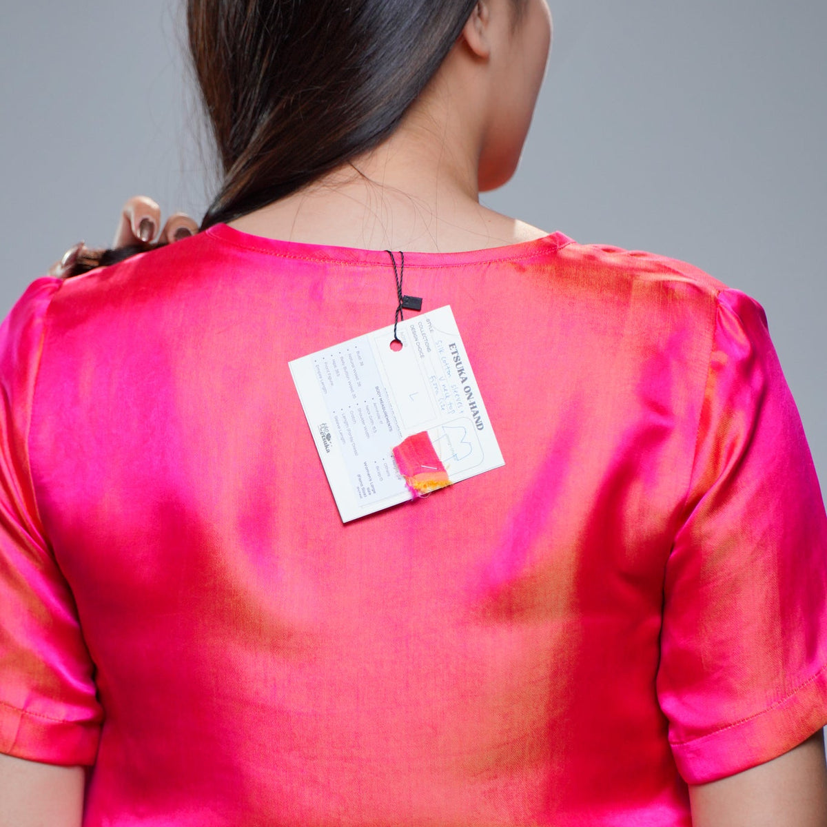 On-hand item: Pink Silk Cotton top with Sleeves | Large