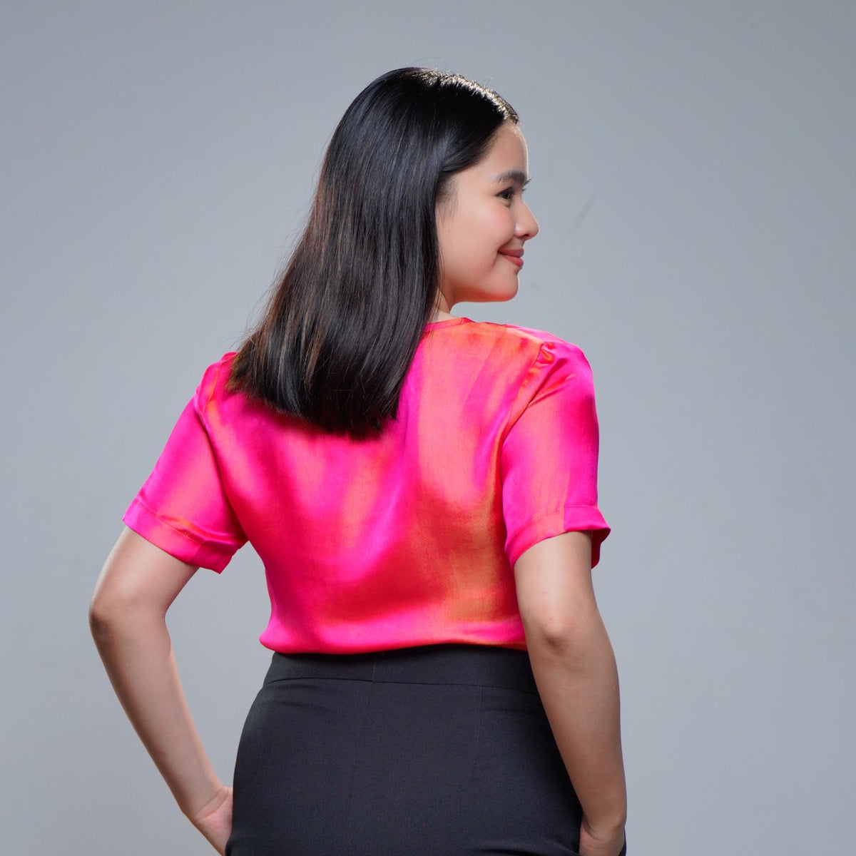 On-hand item: Pink Silk Cotton top with Sleeves | Large