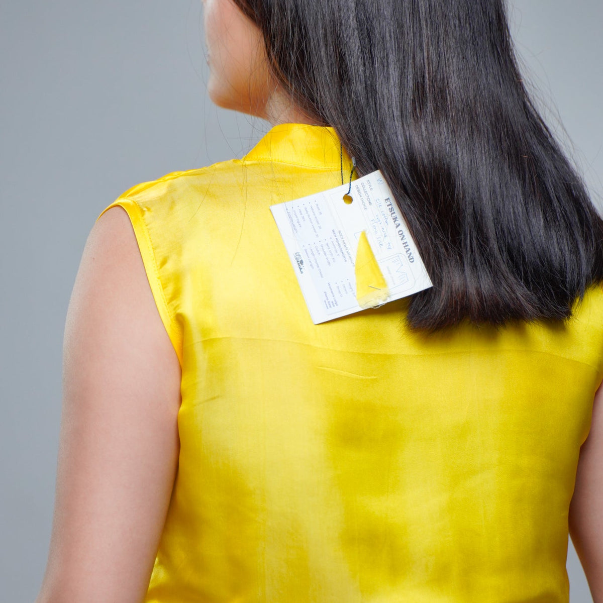 On-hand item: Yellow Silk Cotton High neck top | Large