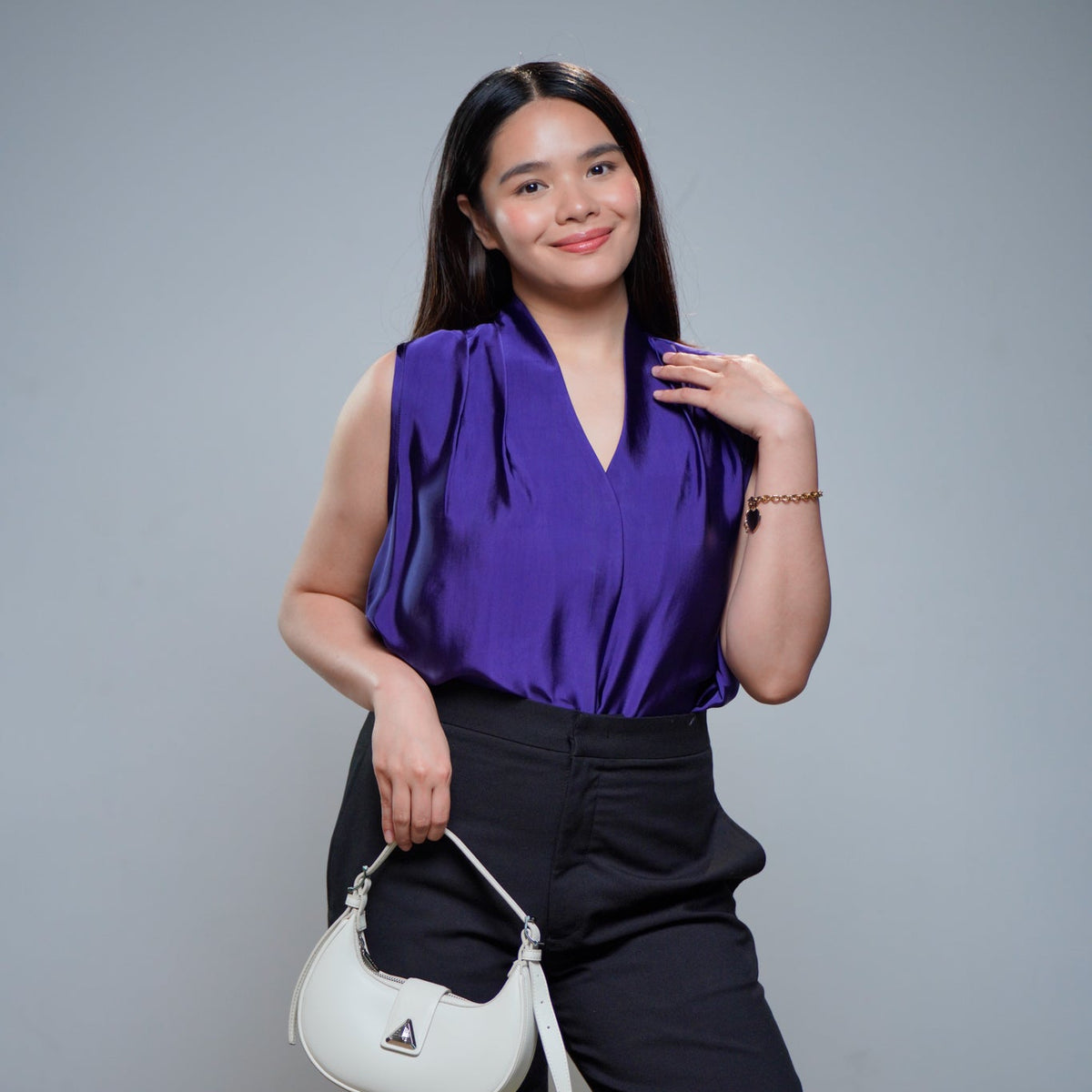 On-hand item: Violet Silk Cotton High neck top | XL