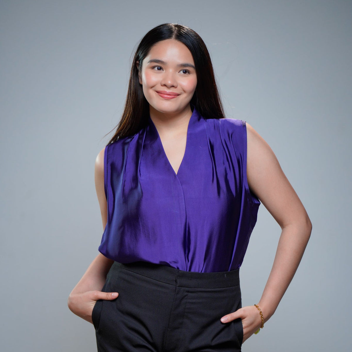 On-hand item: Violet Silk Cotton High neck top | XL