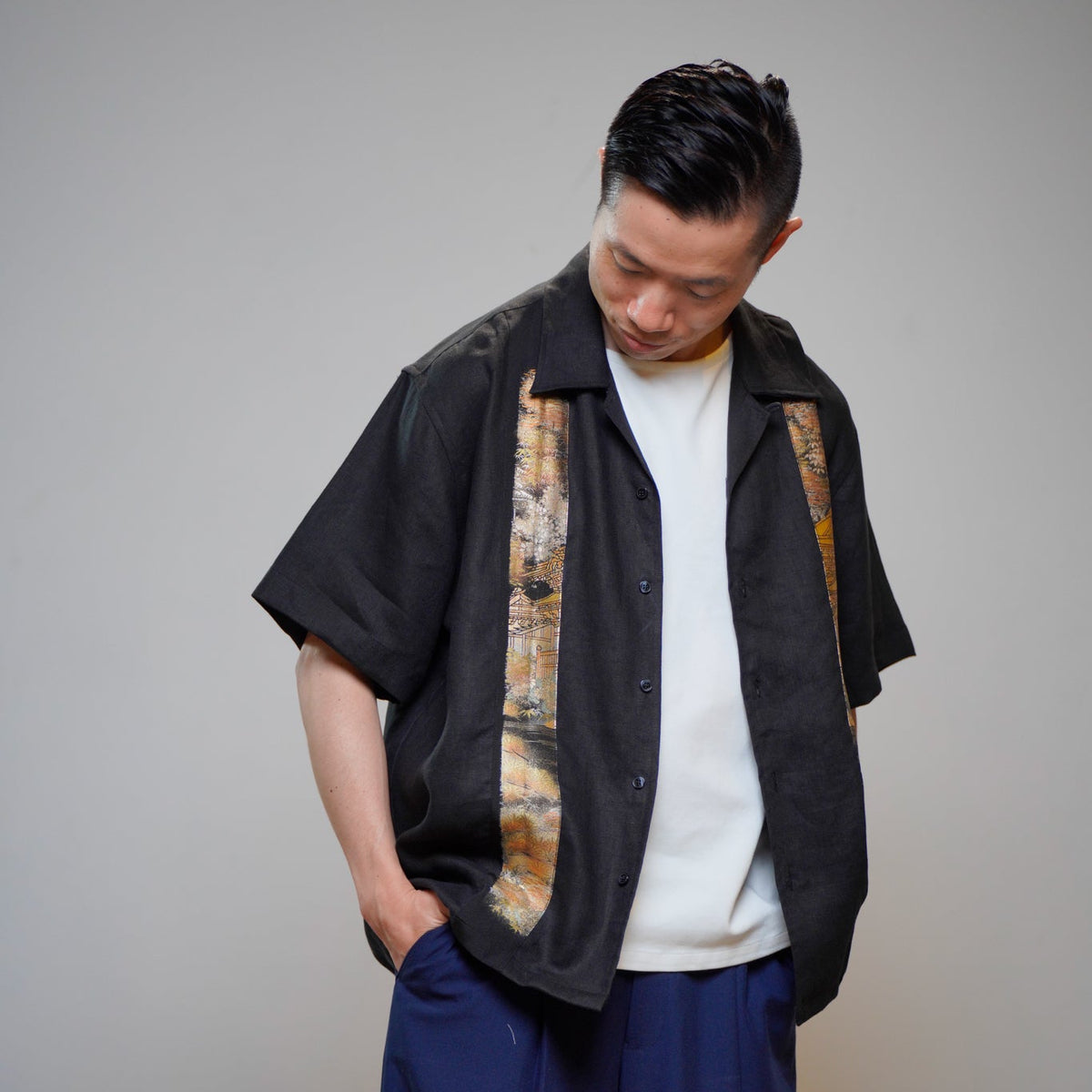 Premium On-hand: Black Men's Linen Polo | Large | LP8443H
