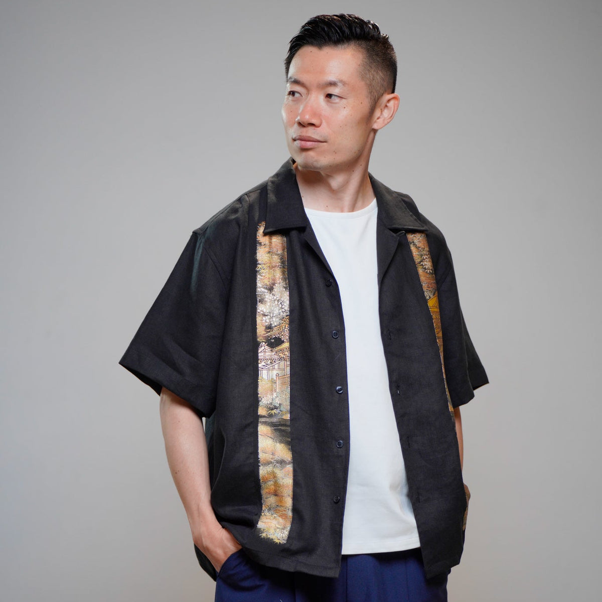 Premium On-hand: Black Men's Linen Polo | Large | LP8443H