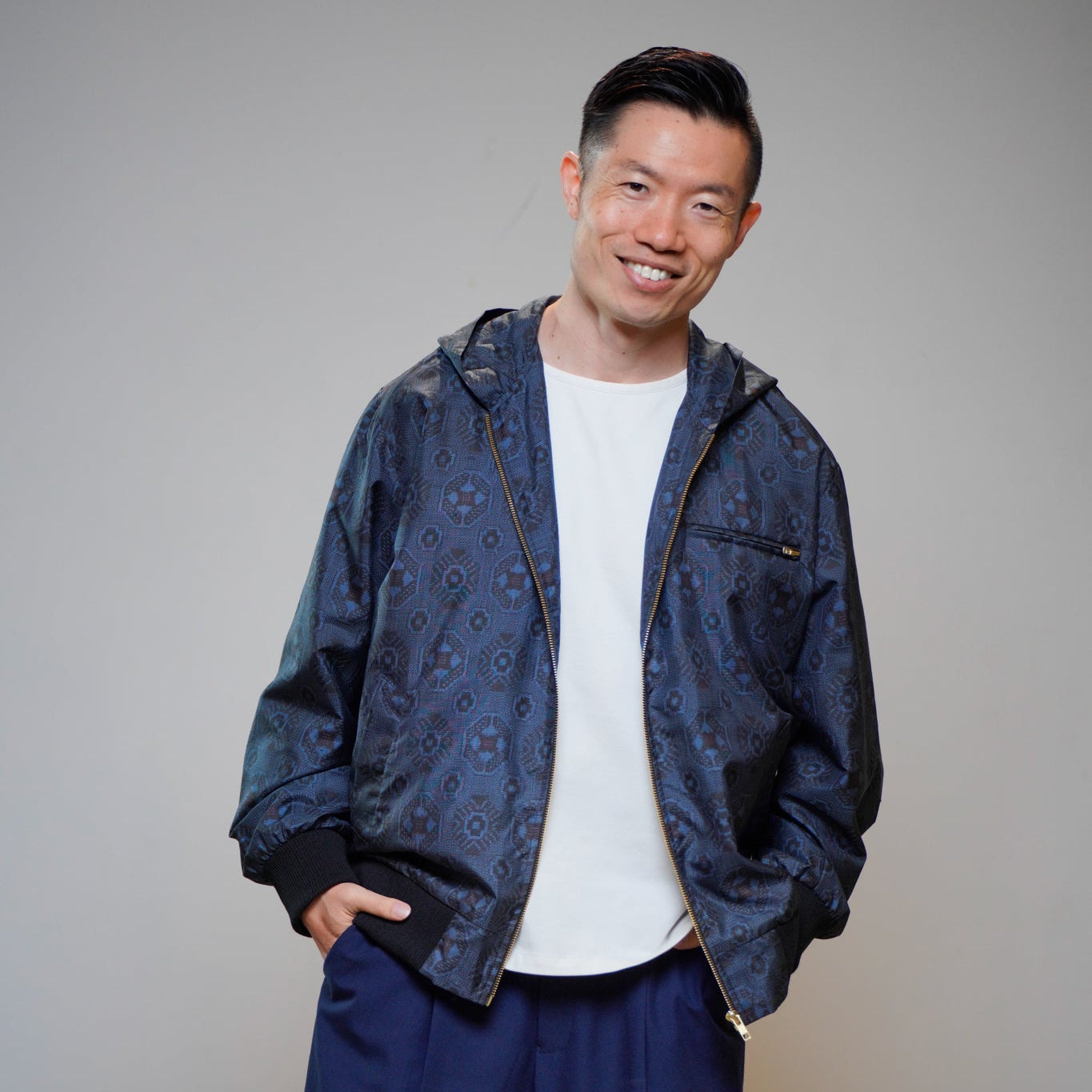 Premium On-hand: Blue Loose Fit Oshima Men's Bomber Jacket | LBJ8341M | Large