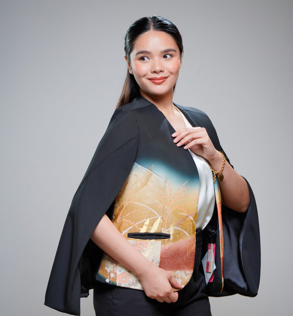 Premium On-hand: Cape Blazer  | CB5436 | Black | Large