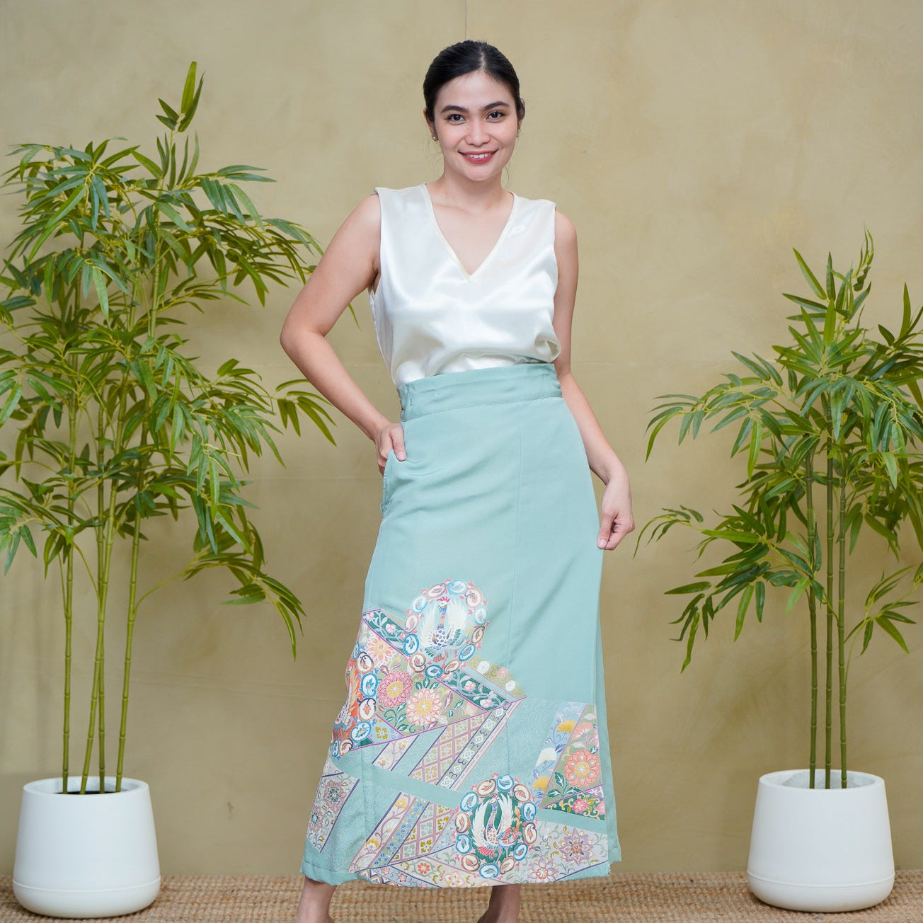 Premium On-hand: Green Wrap Skirt | 1P | WS8390Y
