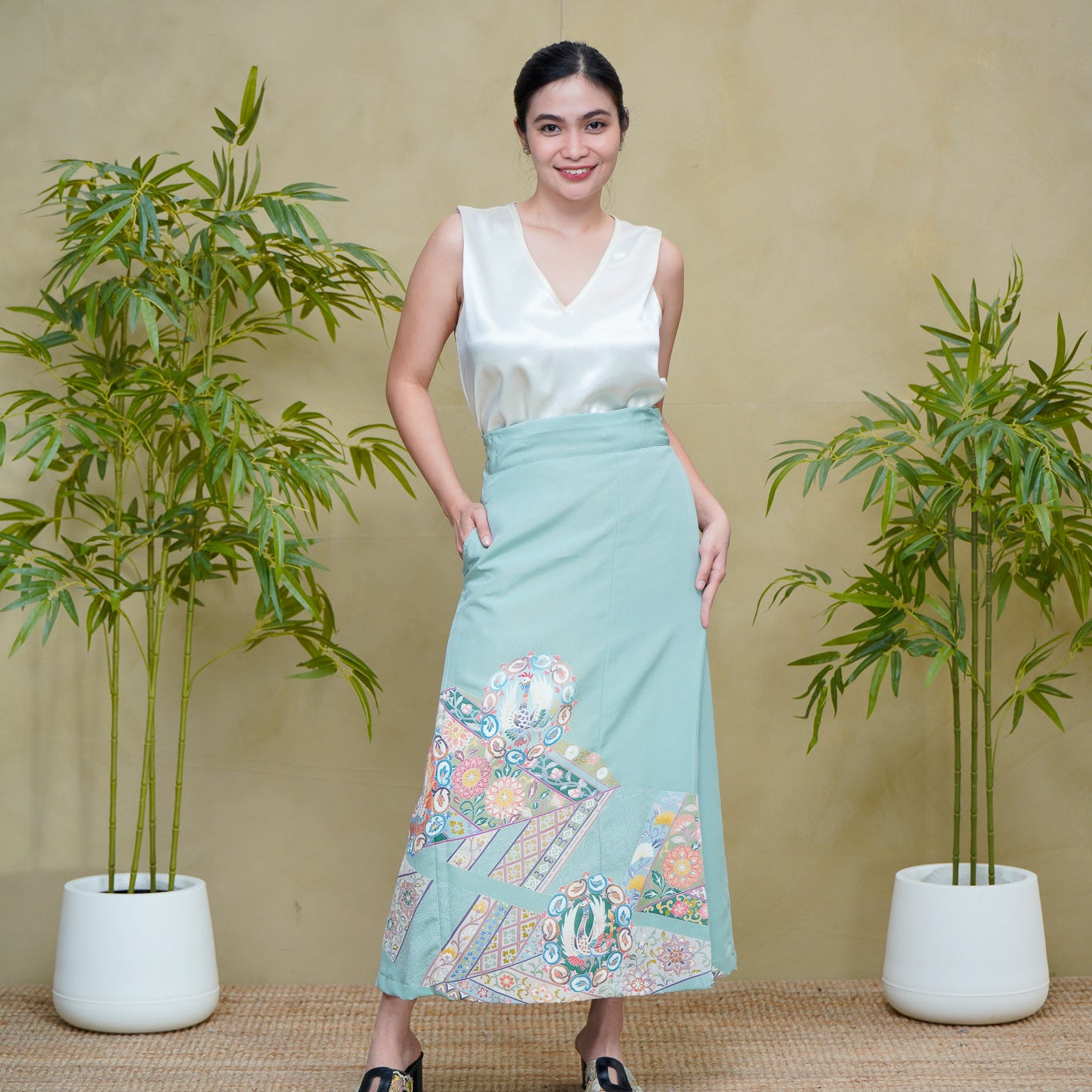 Premium On-hand: Green Wrap Skirt | 1P | WS8390Y