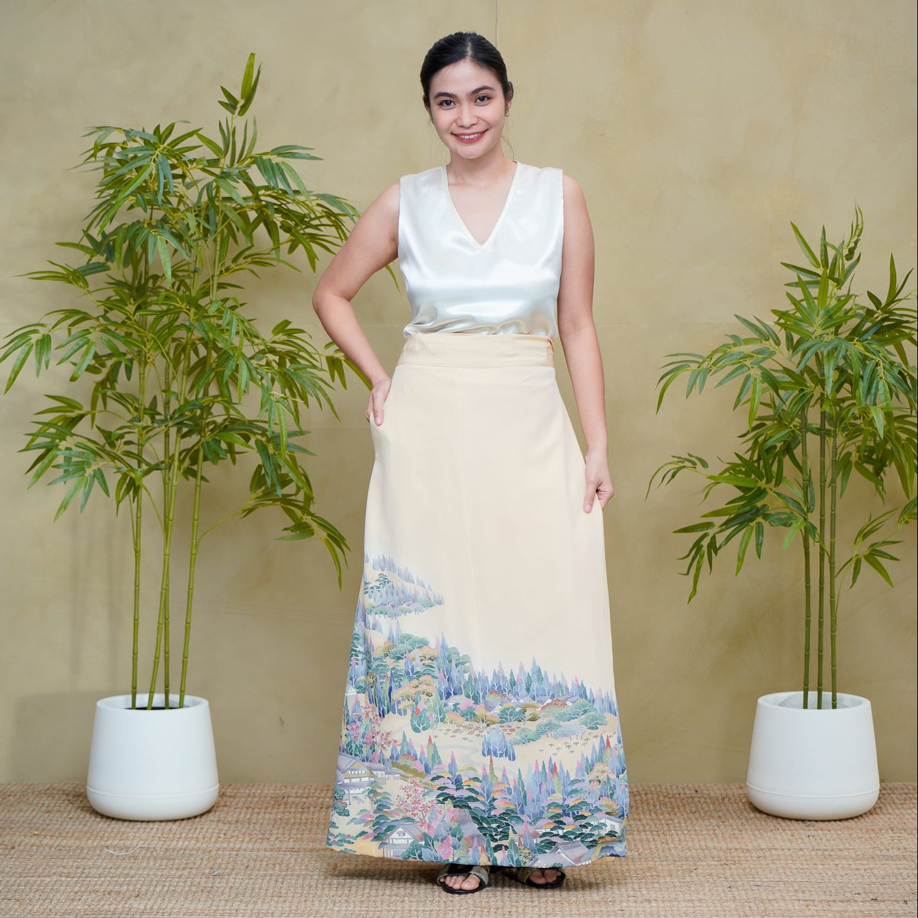Yuzen Premium On-hand: Cream Wrap Skirt | 2T | WS8398Y