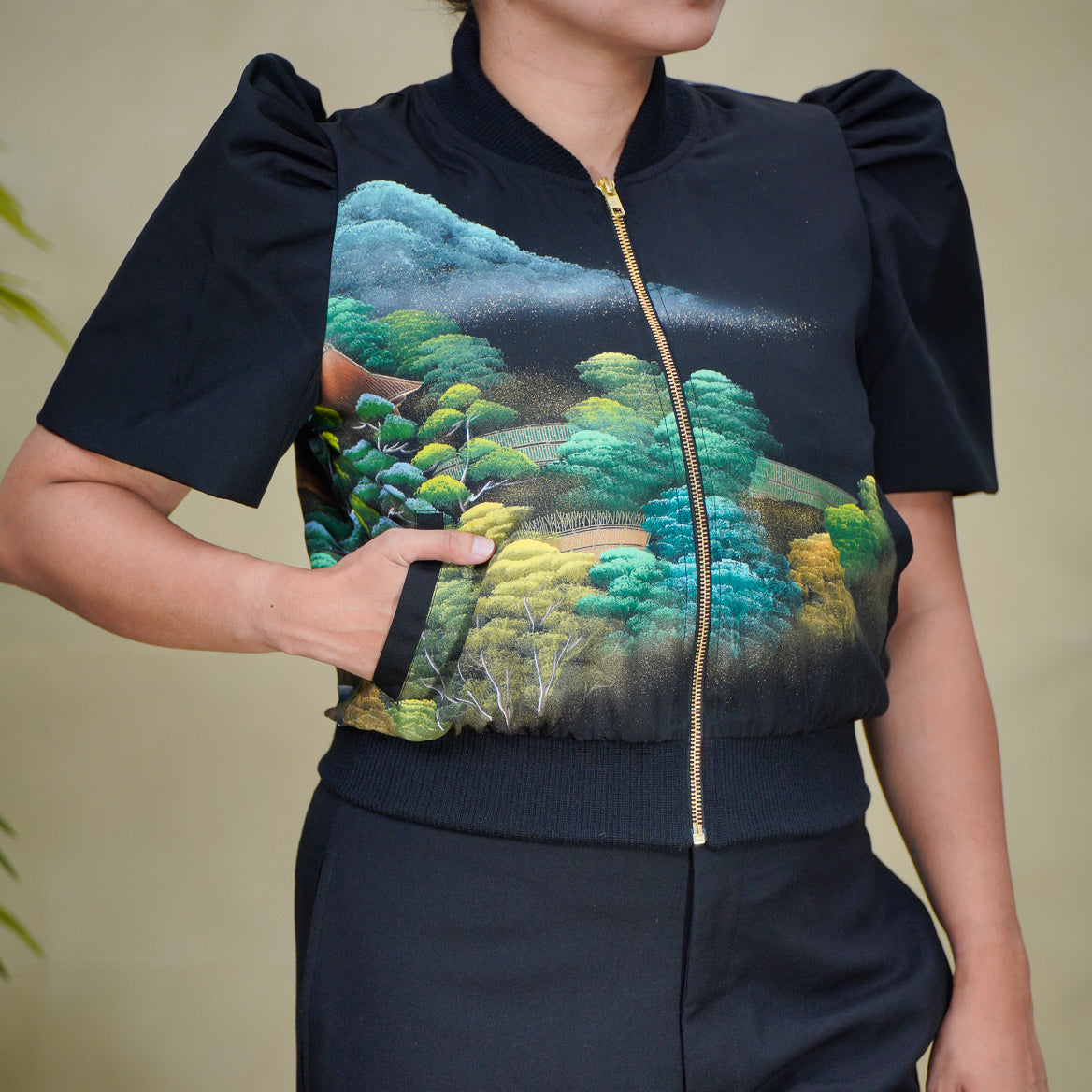On-hand item: Filipiniana Bomber Jacket | Black | FBJ8203M | Medium