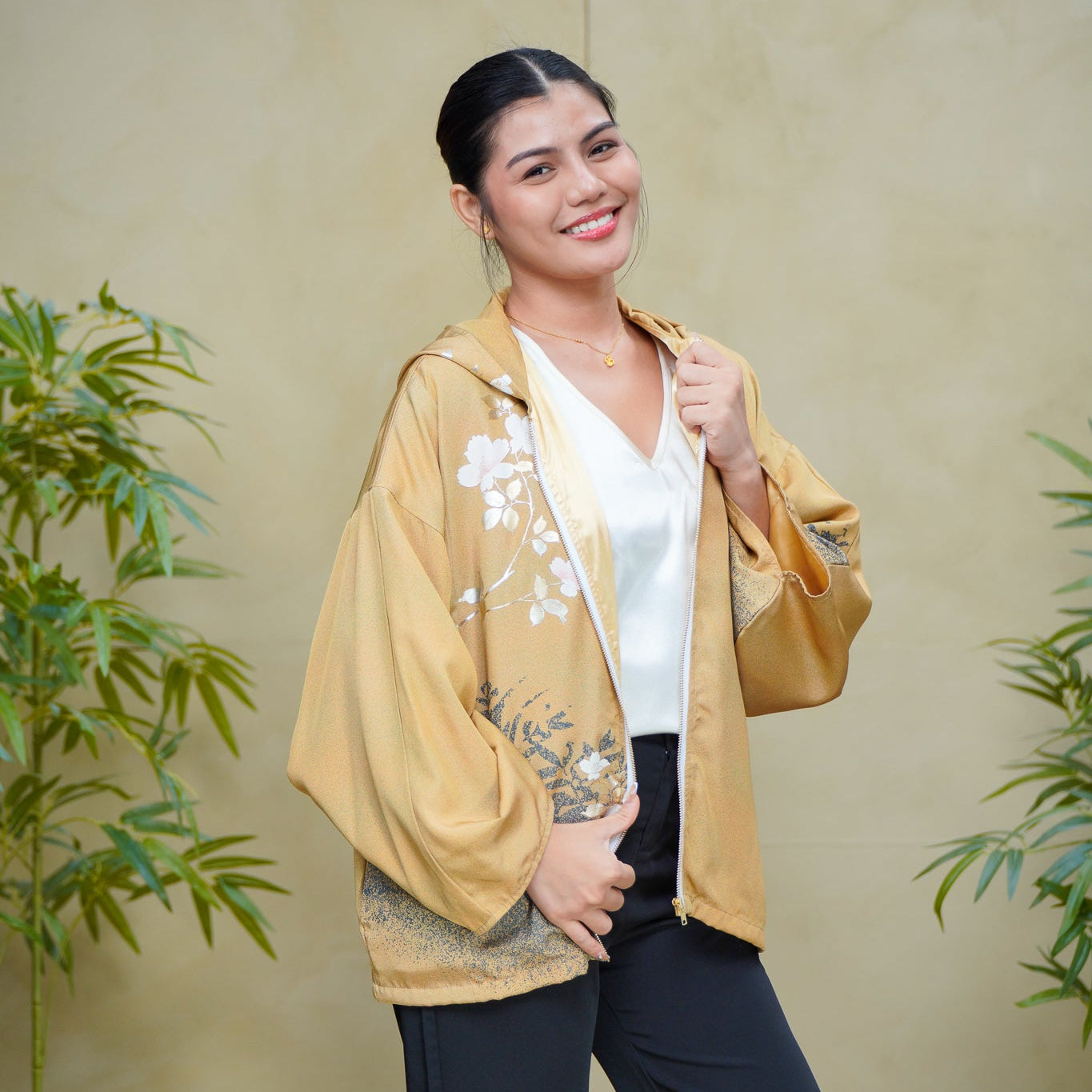 On-hand: Gold Hoodie With Zipper | HWZ8212Y