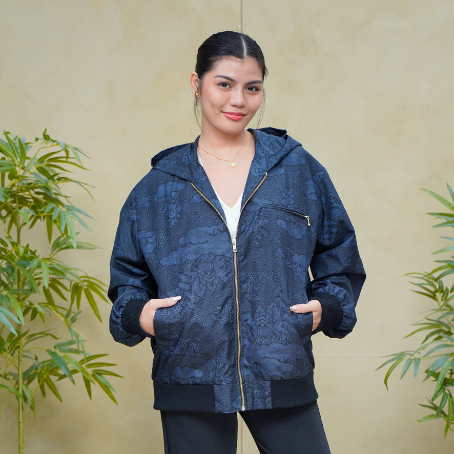 Premium On-hand: Blue Loose Fit Oshima Men's Bomber Jacket | LBJ8269Y | Large