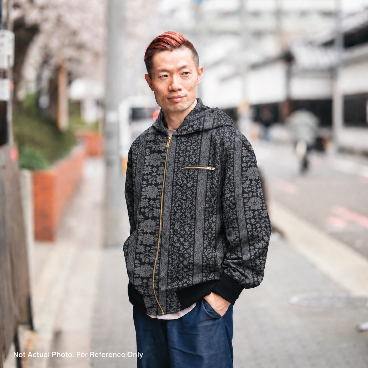 Premium Oshima Fabric: OSHIMA 0610_31 | Gray Pattern - Dorozome!