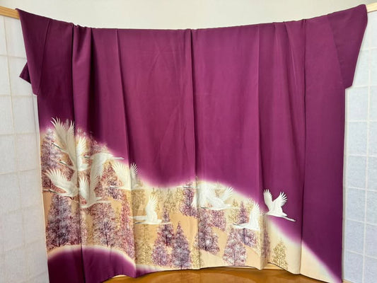 Sakura Collection Fabric: AP4-09 Magenta crane