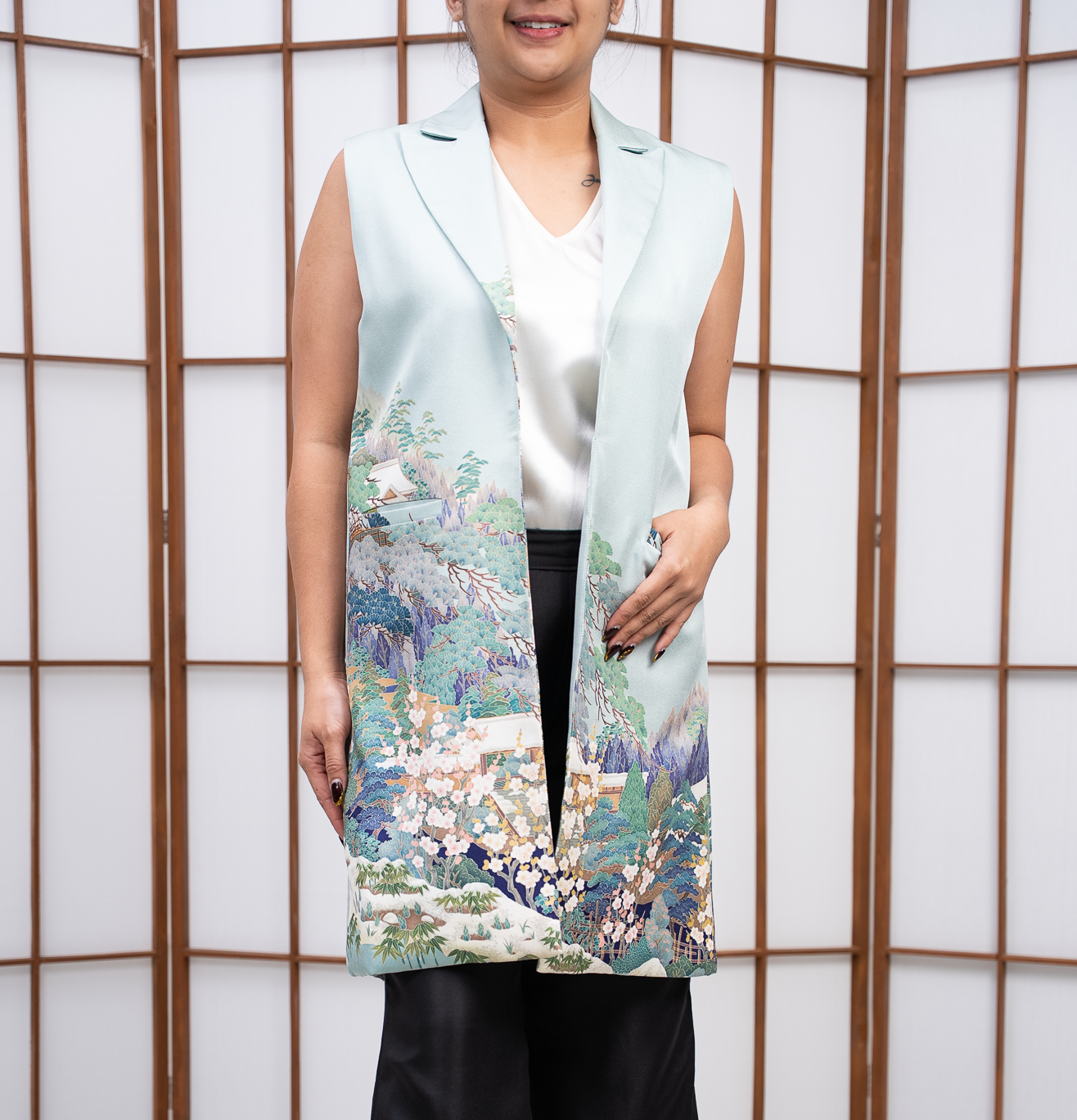 On-hand:No sleeves suit jacket as seen on the runway! | L GREEN NSSJ6922M