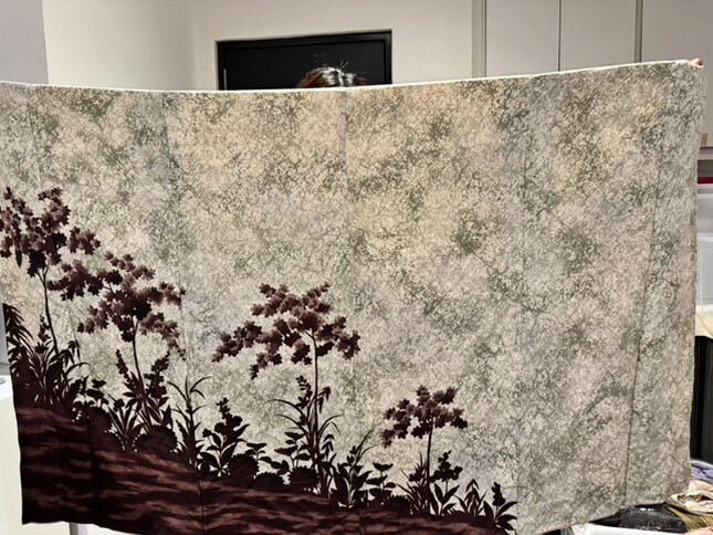 Apr1 Private/Tsumehodai Fabrics: Halter Dress (speckle white/green with dark burgundy plants)