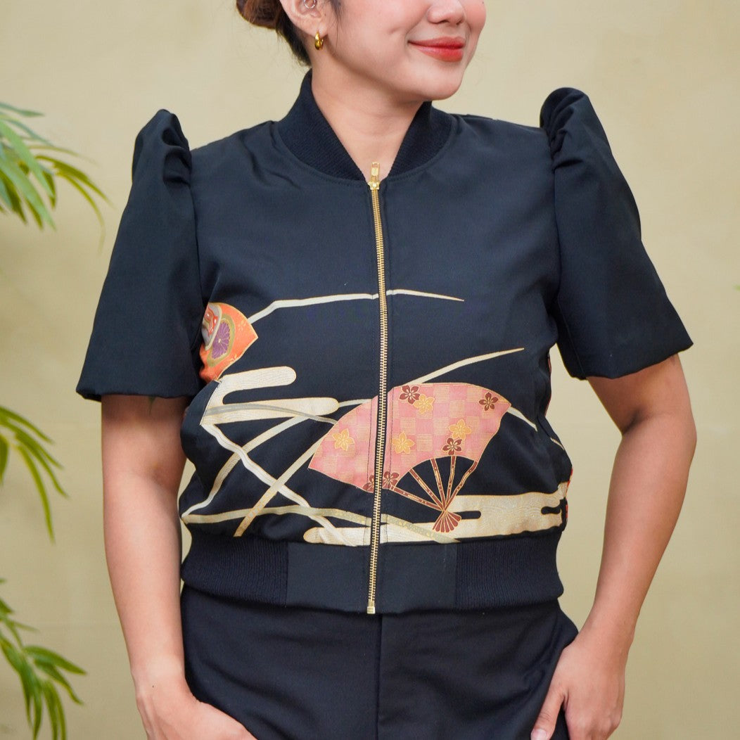 Premium On-hand item: Black Filipiniana Bomber Jacket | Medium | FBJ8663M -O