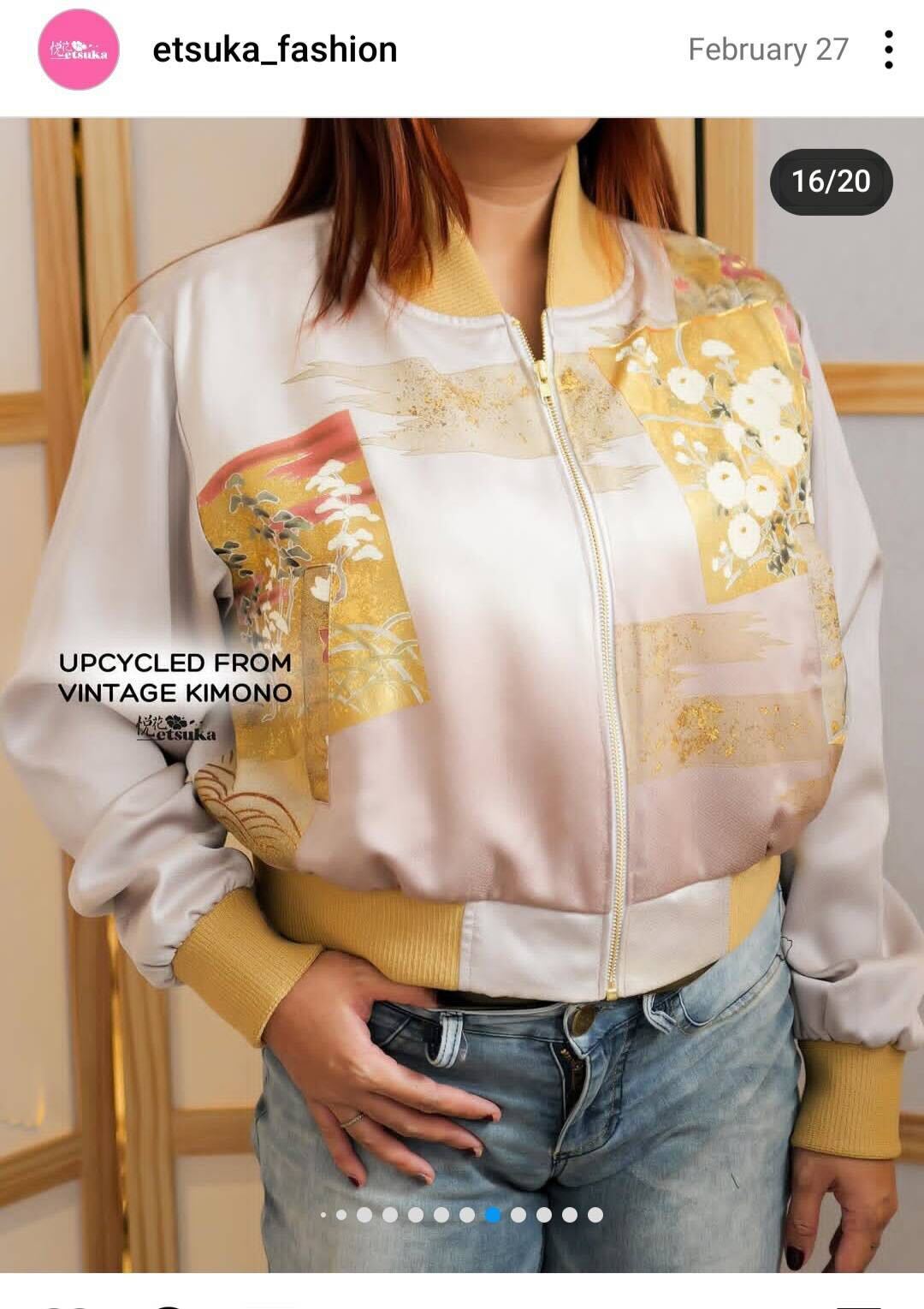 Ma16 Katutubo On-hand: Flower Portrait Bomber Jacket (special cream ribbing) | Free shipping