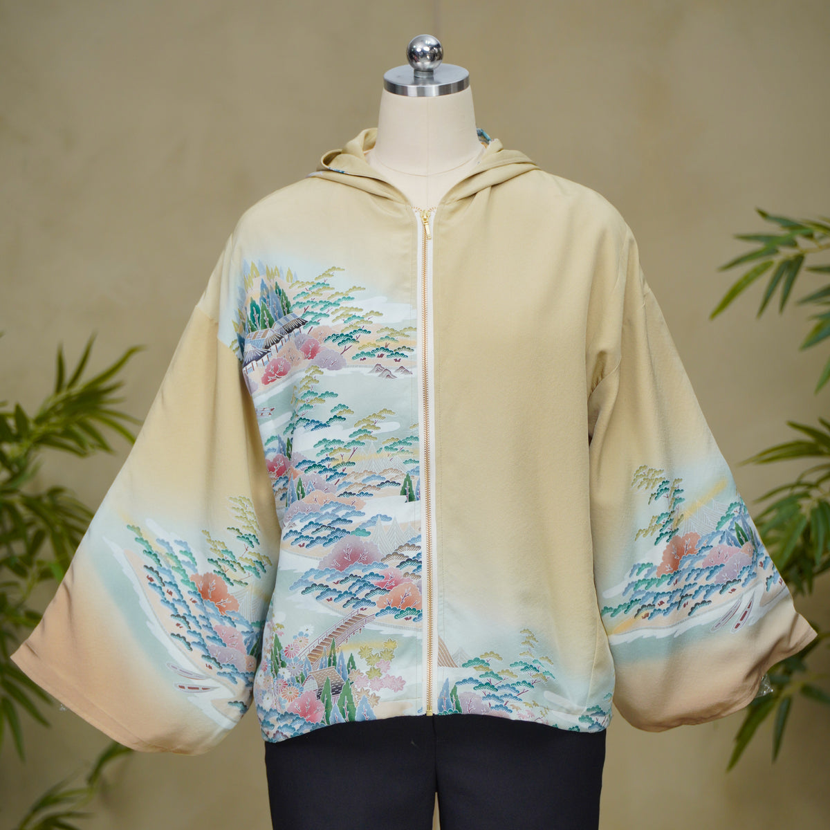 [Autumn] Premium On-hand: Cream Hoodie with Zipper (One Size) | HWZ8804Y -O