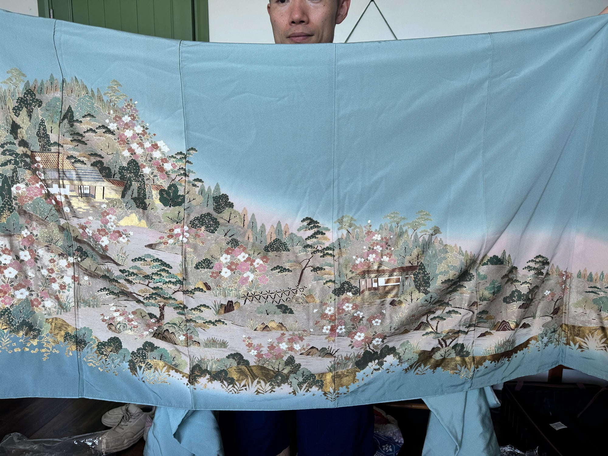 May Hoian Fabric: A43 Blue Fabric | Men's Bomber Jacket